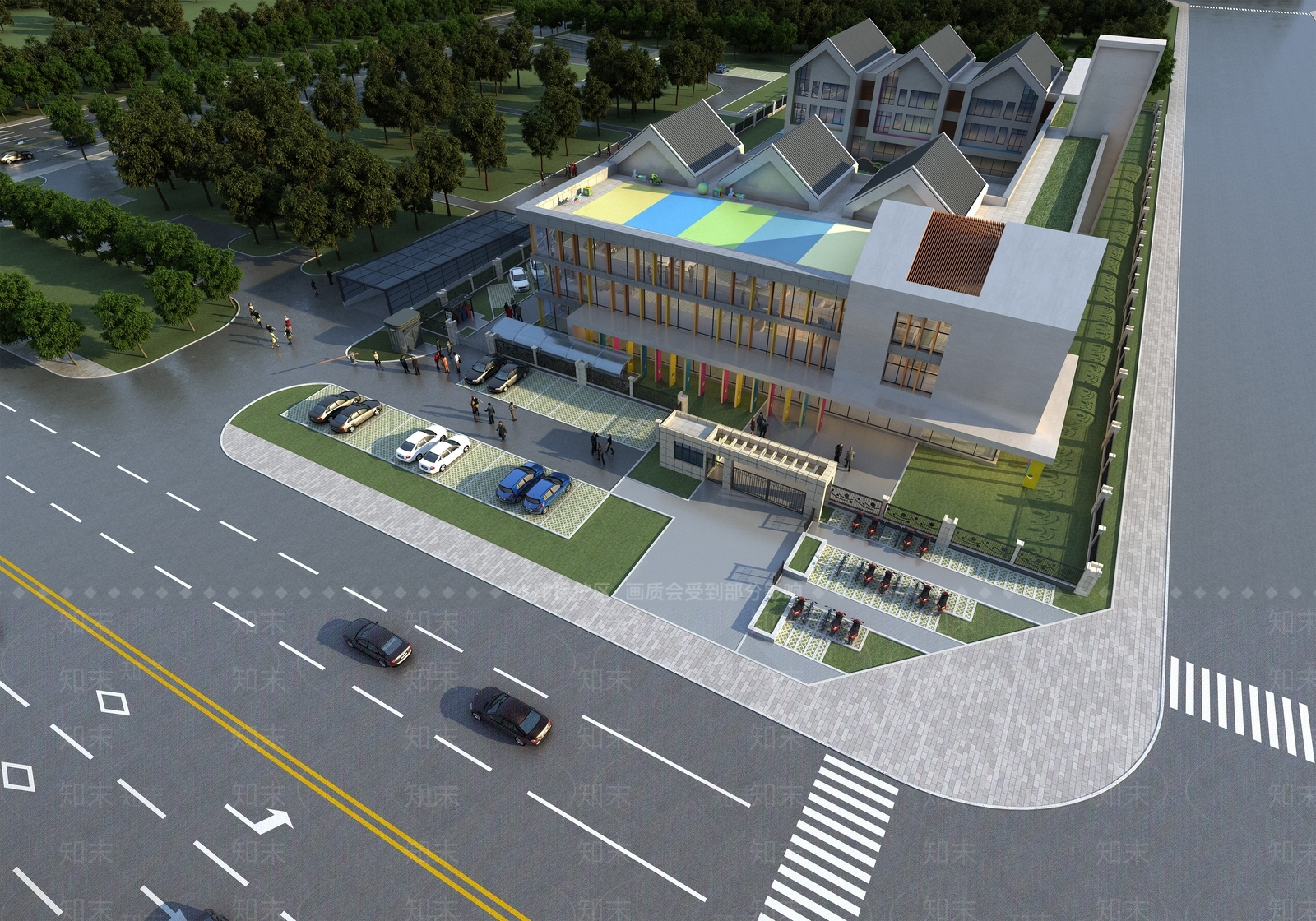 现代学校外观3D模型下载【ID:1137951911】