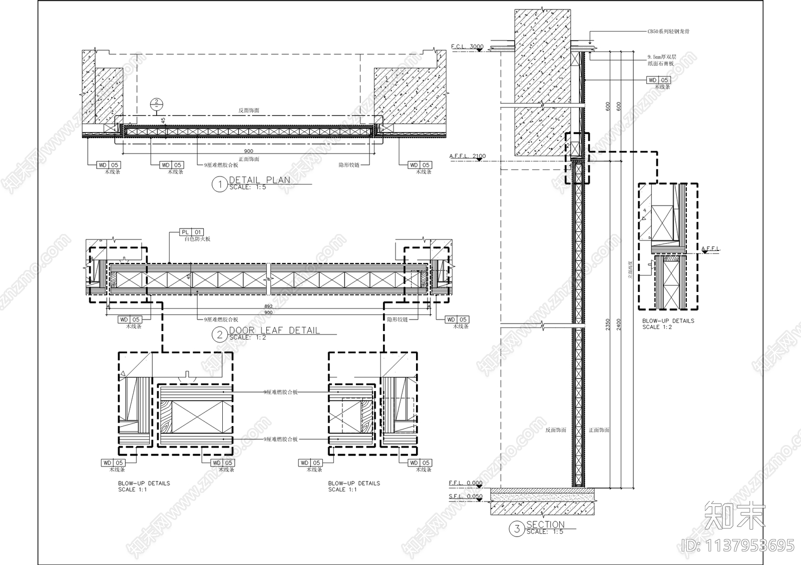 商务中心办公室装修cad施工图下载【ID:1137953695】