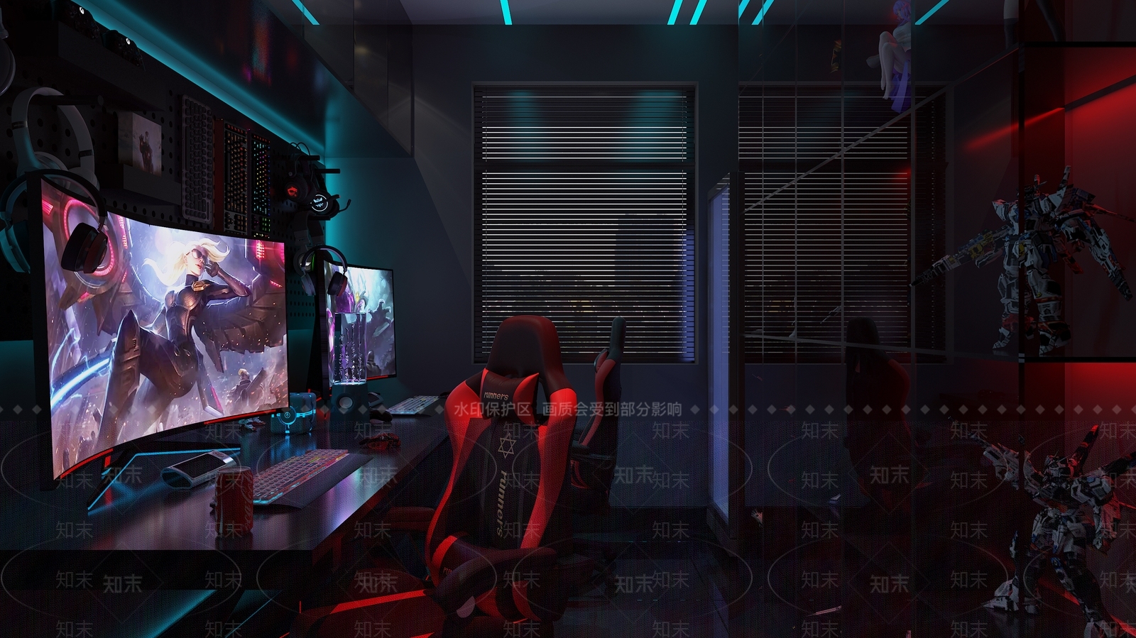 现代电竞房3D模型下载【ID:1137954990】