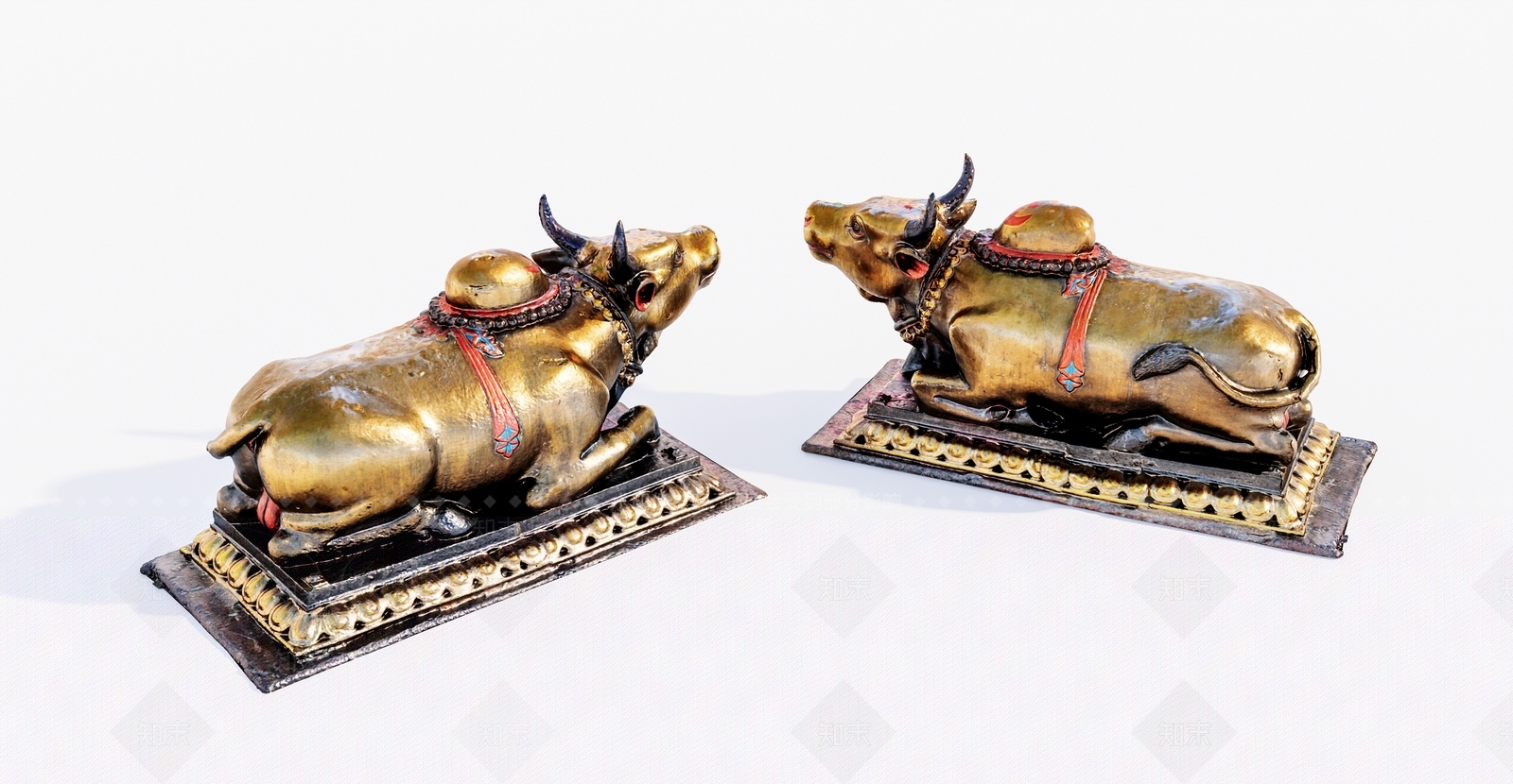 中式铜牛雕塑SU模型下载【ID:1137955109】