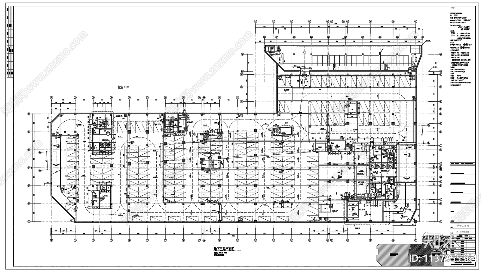 某高档商务酒店办公建筑cad施工图下载【ID:1137955364】