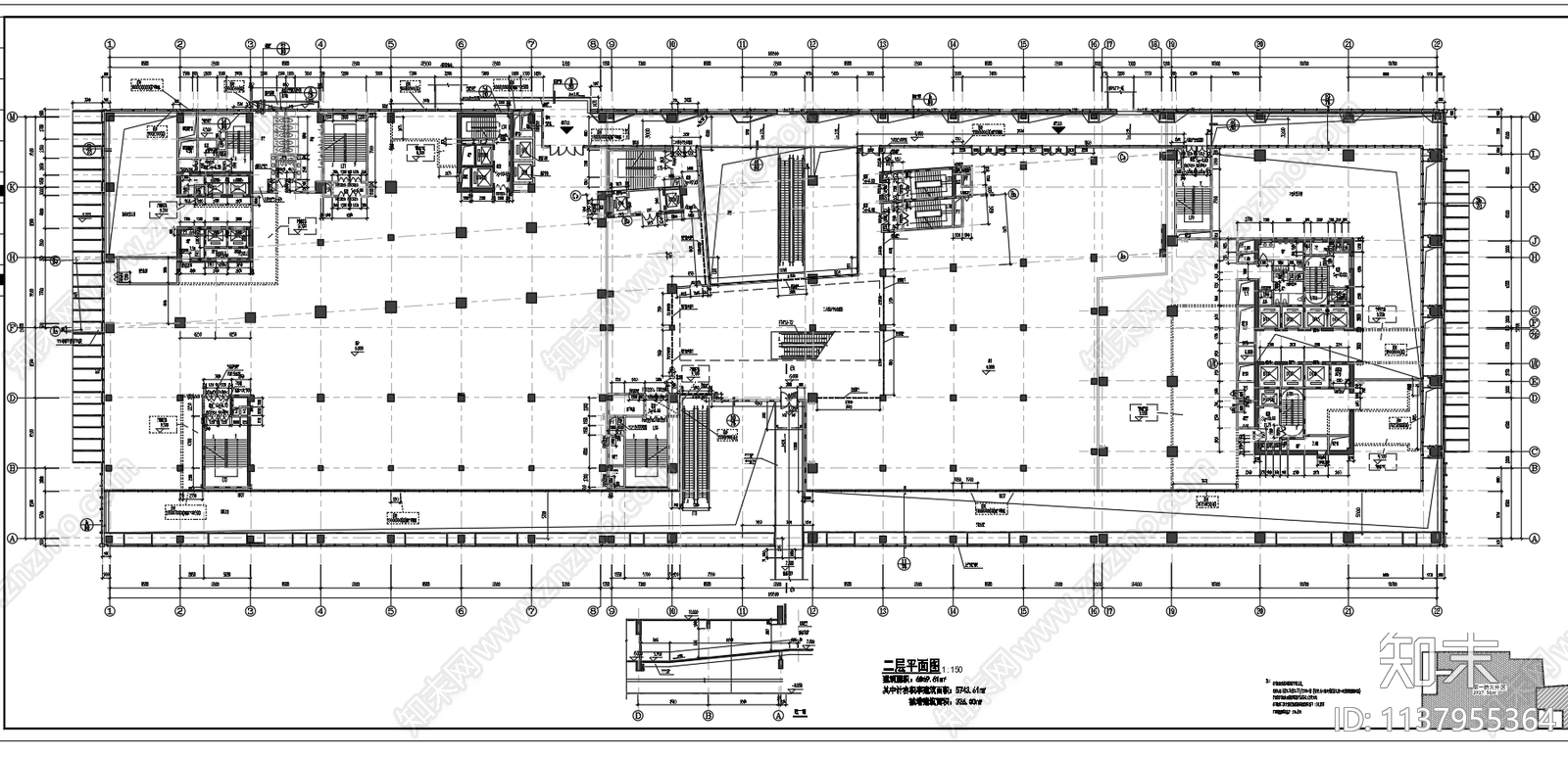 某高档商务酒店办公建筑cad施工图下载【ID:1137955364】