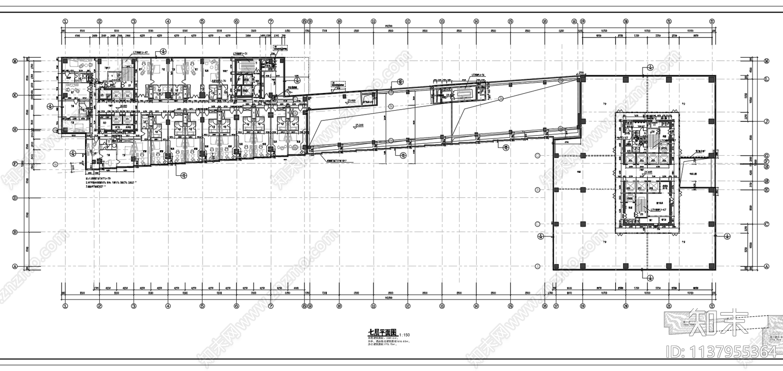 某高档商务酒店办公建筑cad施工图下载【ID:1137955364】