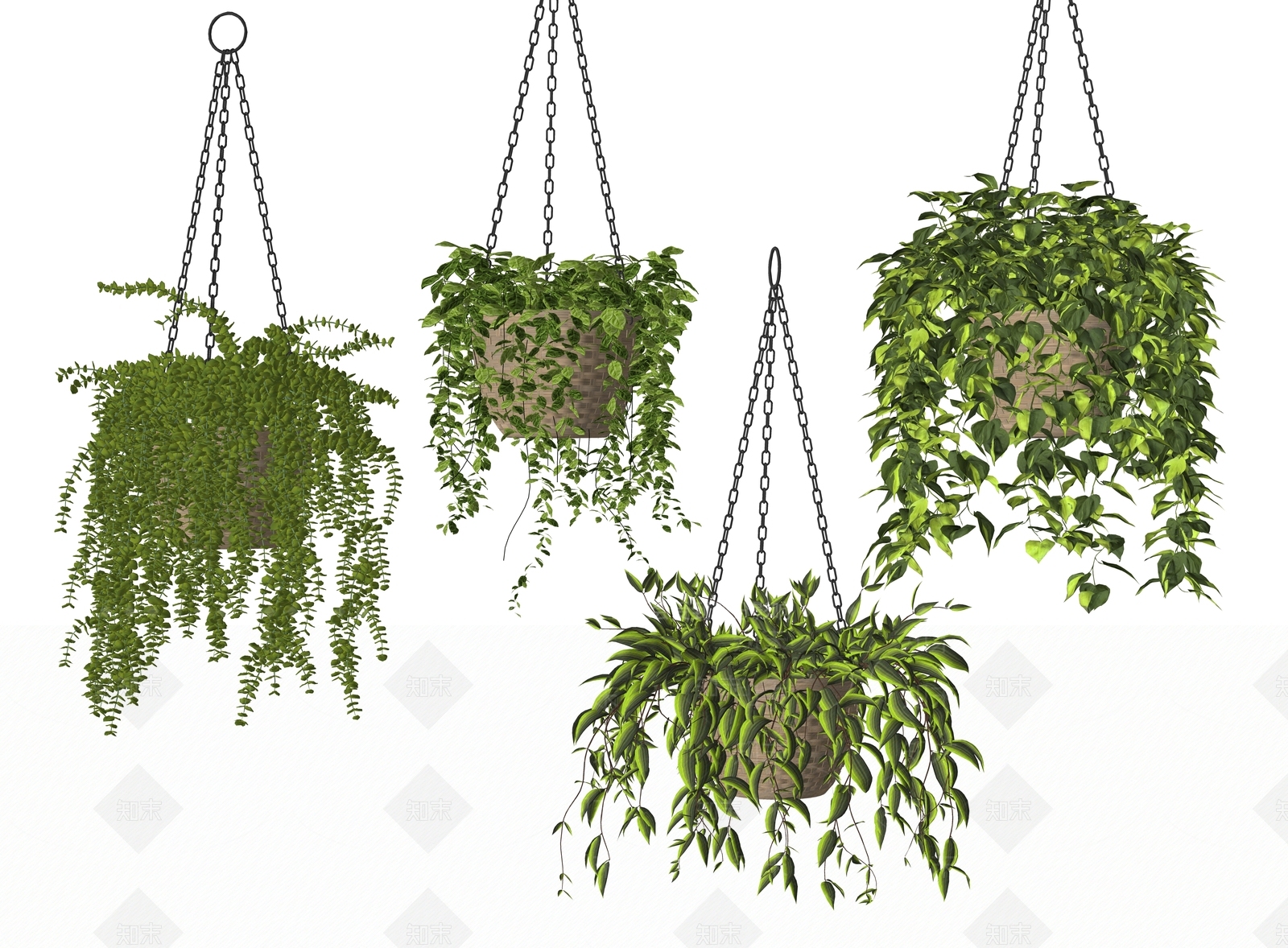 绿植吊篮SU模型下载【ID:1137959618】