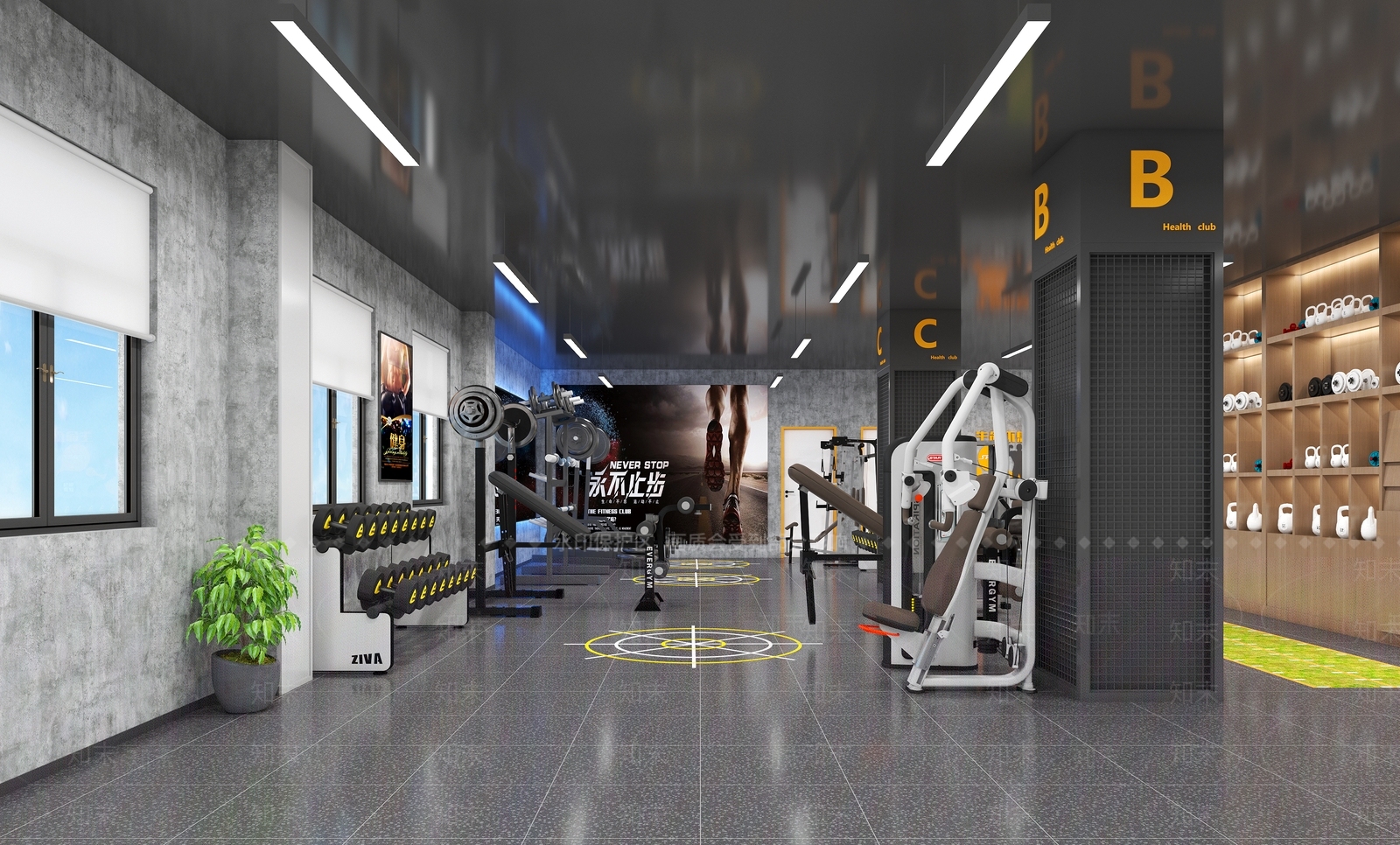 现代健身房3D模型下载【ID:1137963337】