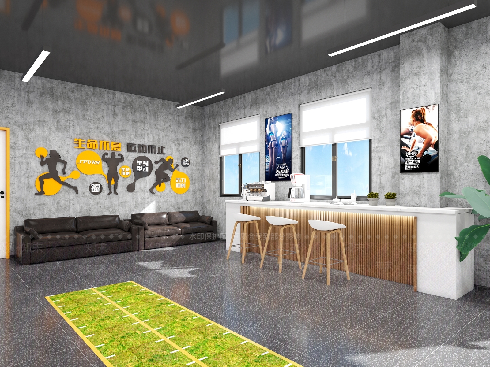 现代健身房3D模型下载【ID:1137963337】