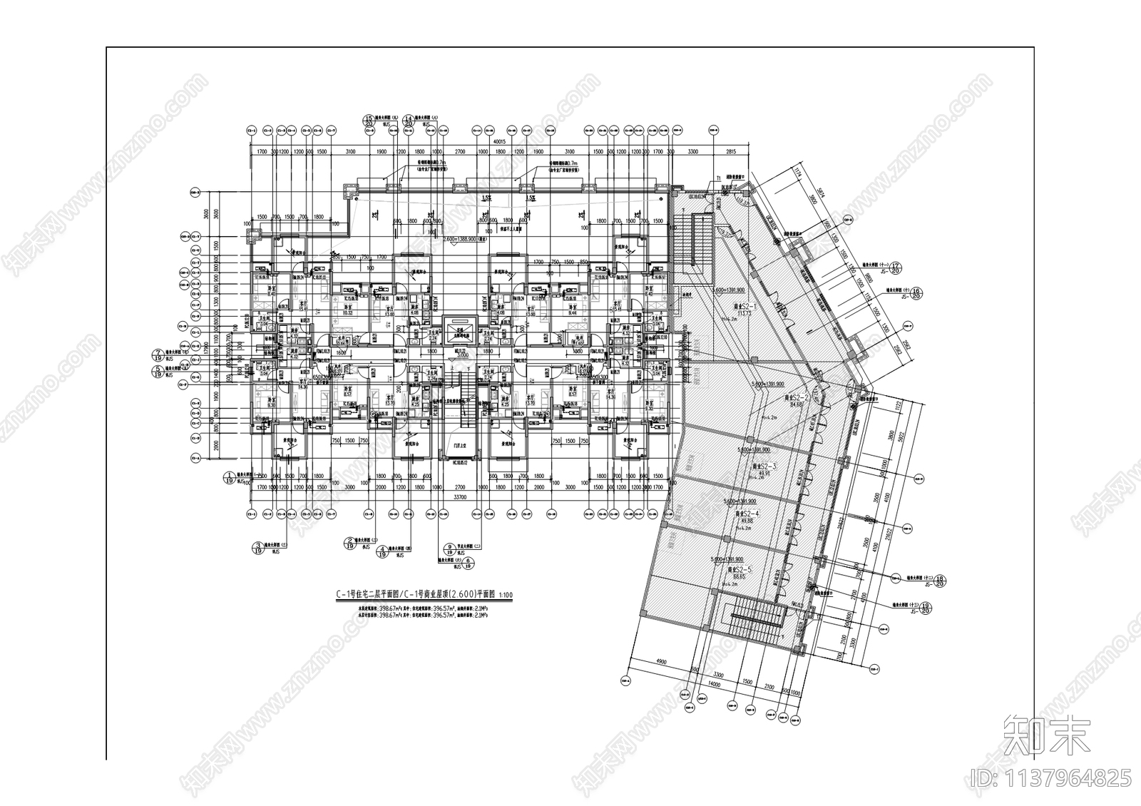 仙女湖镇安置房建筑cad施工图下载【ID:1137964825】