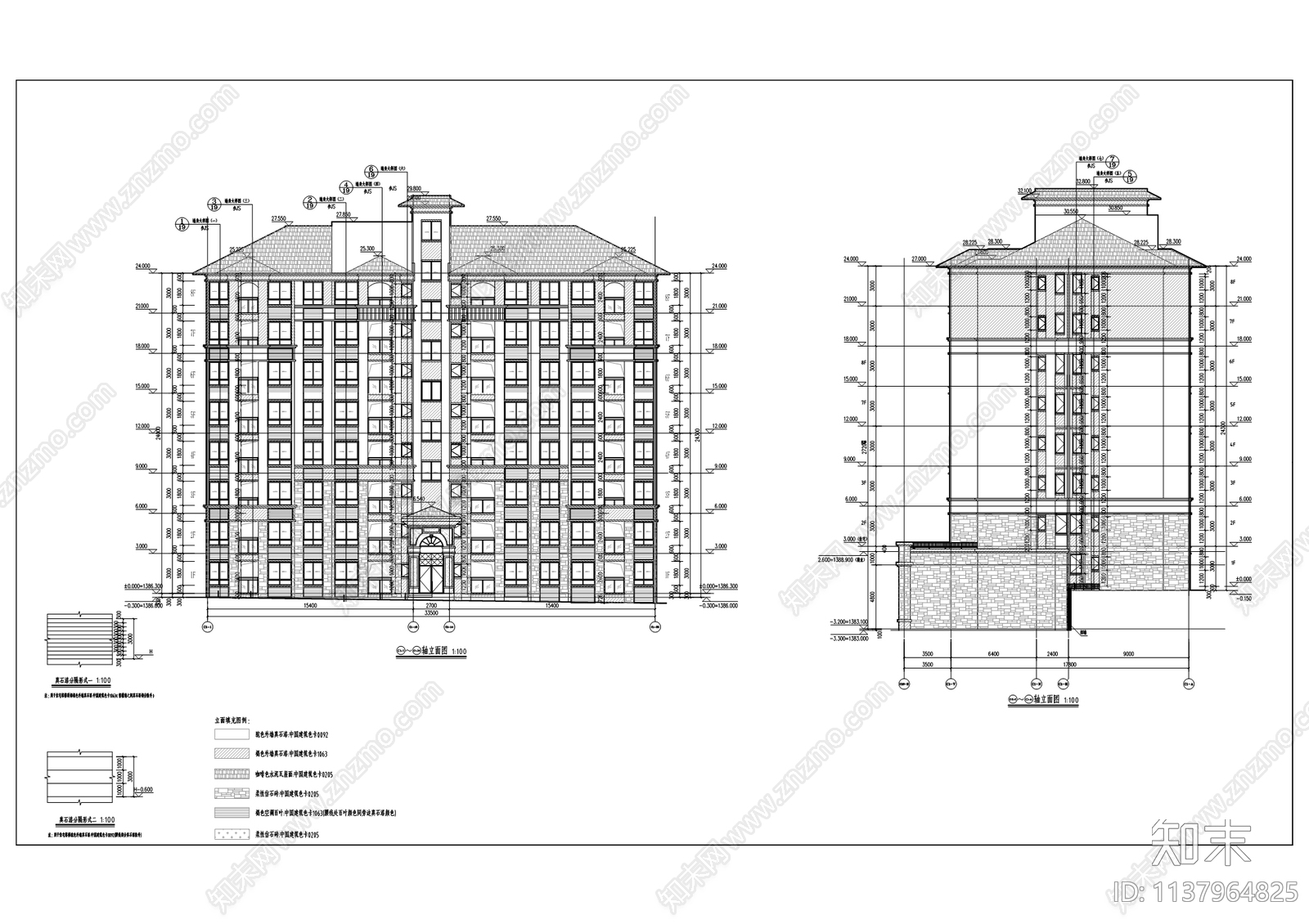 仙女湖镇安置房建筑cad施工图下载【ID:1137964825】