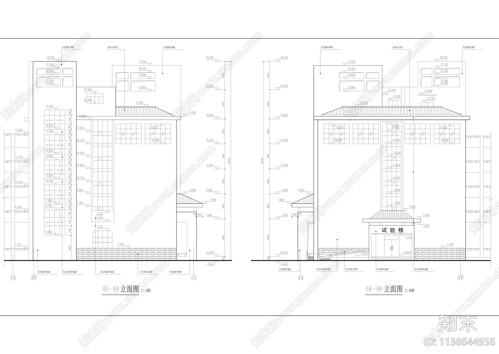 某中学实验楼建筑效果图cad施工图下载【ID:1138644956】