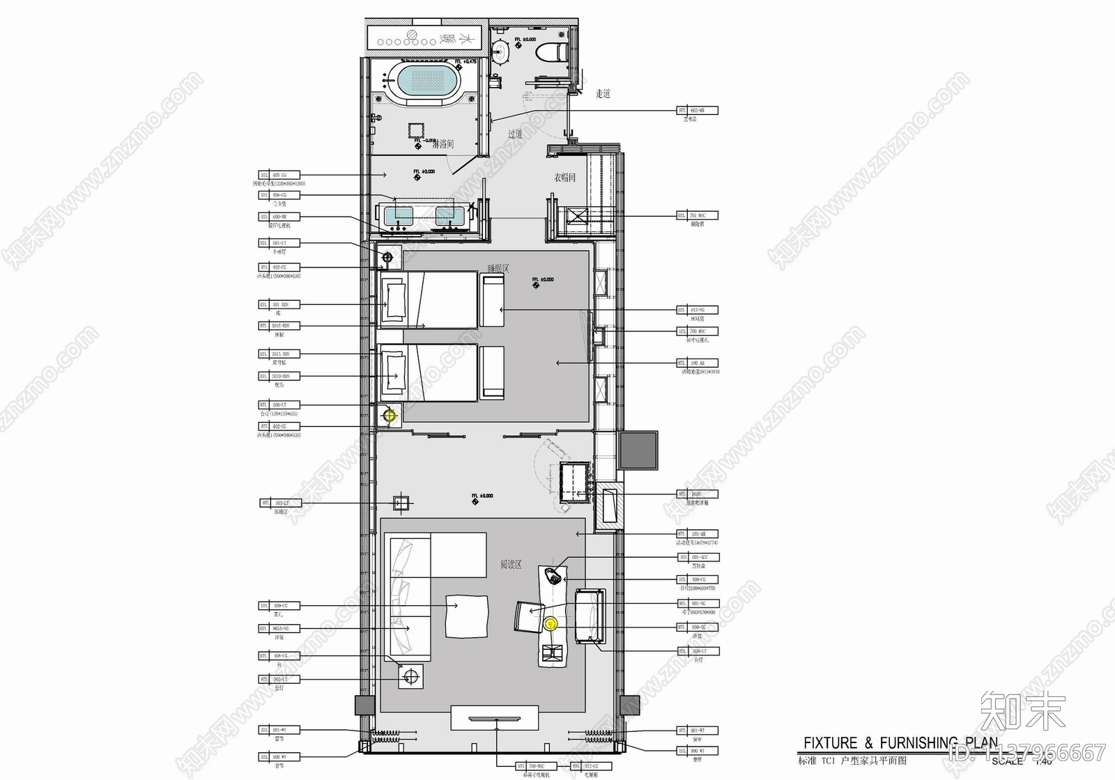 80㎡酒店豪华双人间室内施工图下载【ID:1137966667】