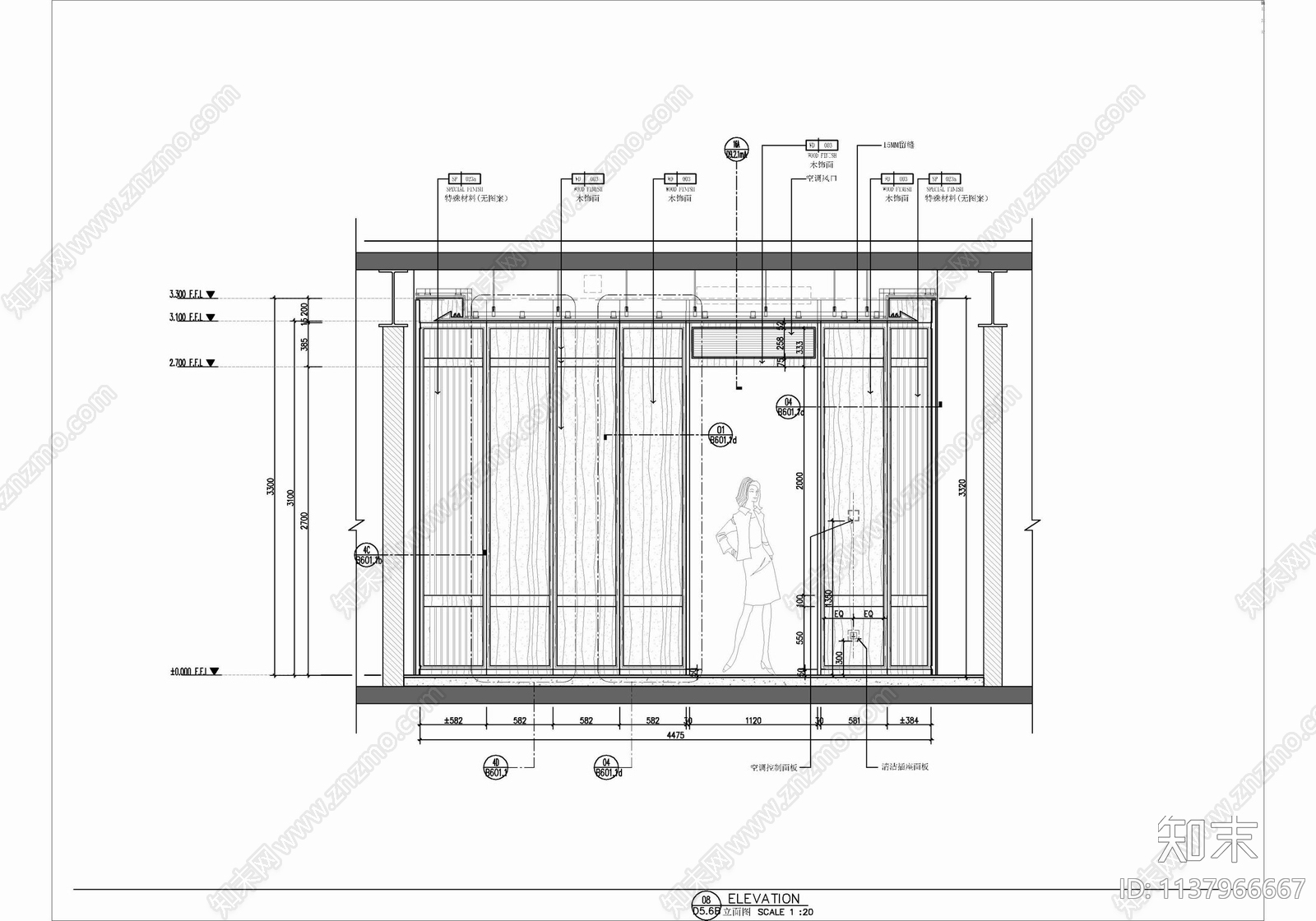 80㎡酒店豪华双人间室内cad施工图下载【ID:1137966667】