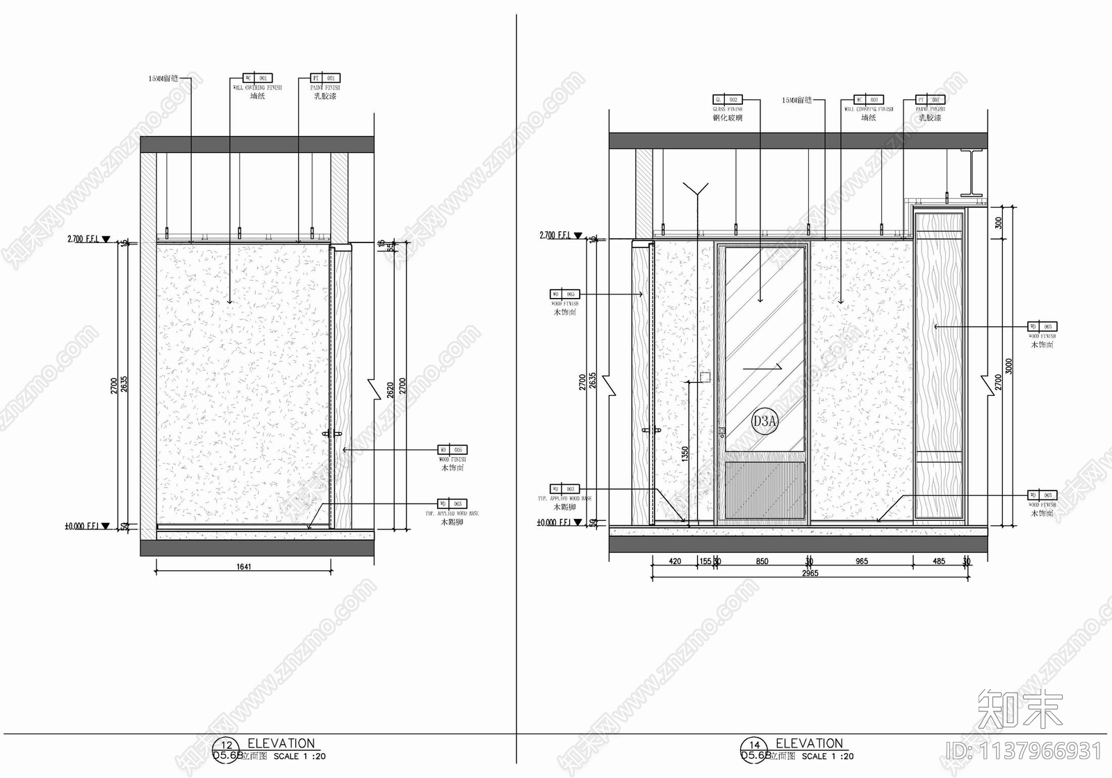 酒店豪华客房大床房室内cad施工图下载【ID:1137966931】