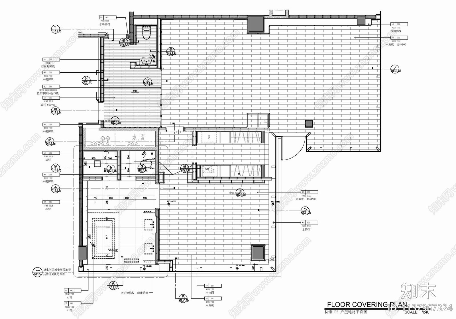 150㎡酒店豪华客房套房室内cad施工图下载【ID:1137967324】