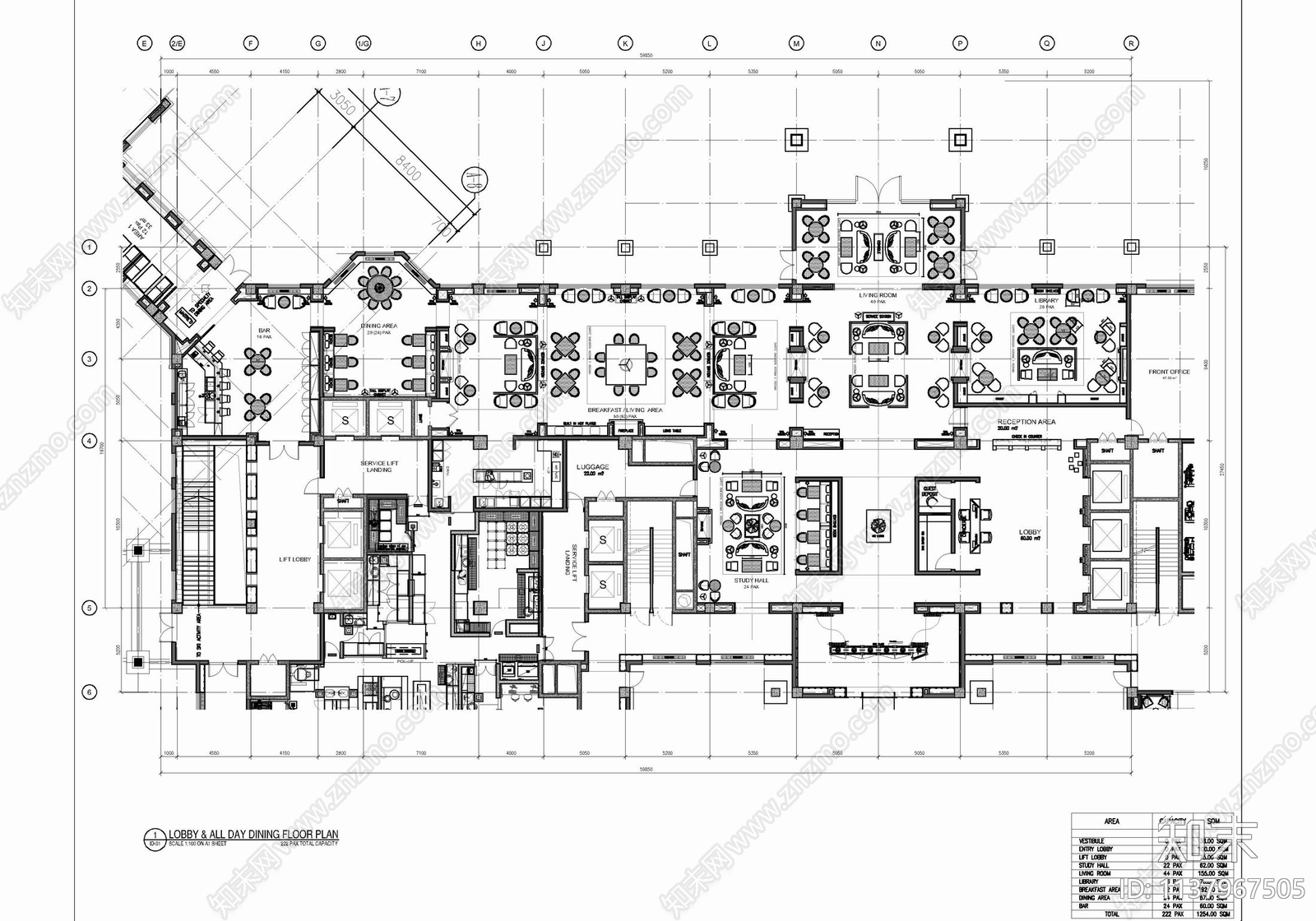 某酒店公区餐饮SPA区cad施工图下载【ID:1137967505】