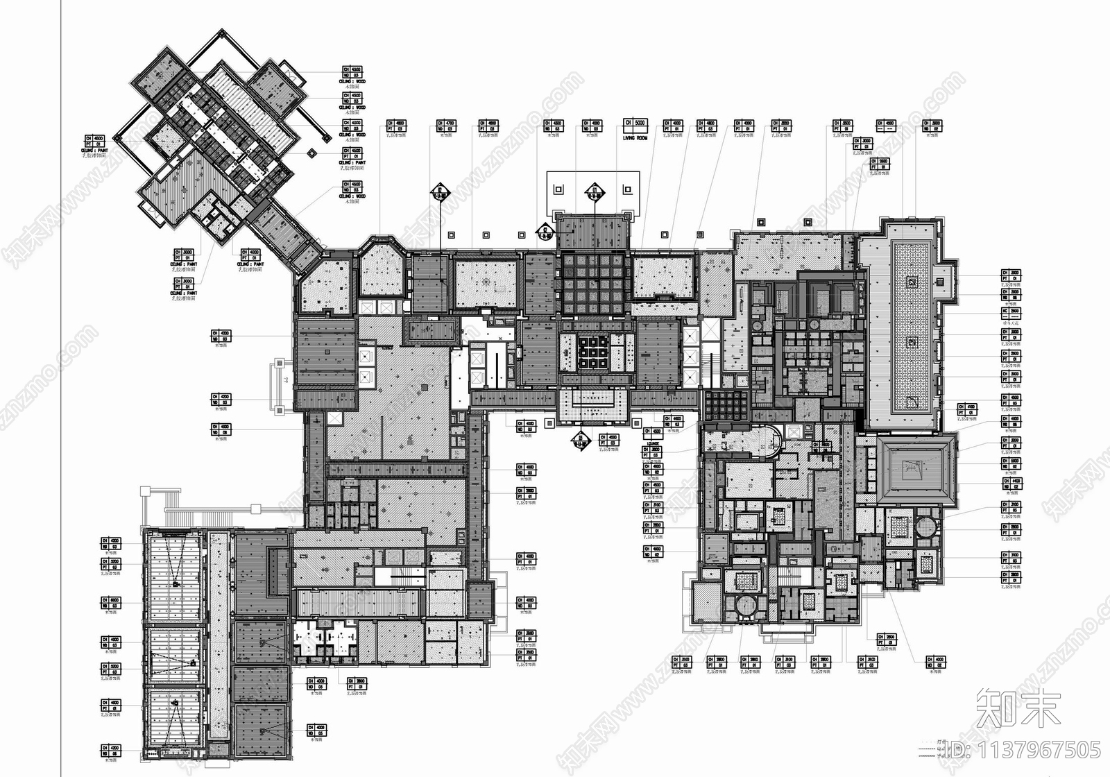 某酒店公区餐饮SPA区cad施工图下载【ID:1137967505】
