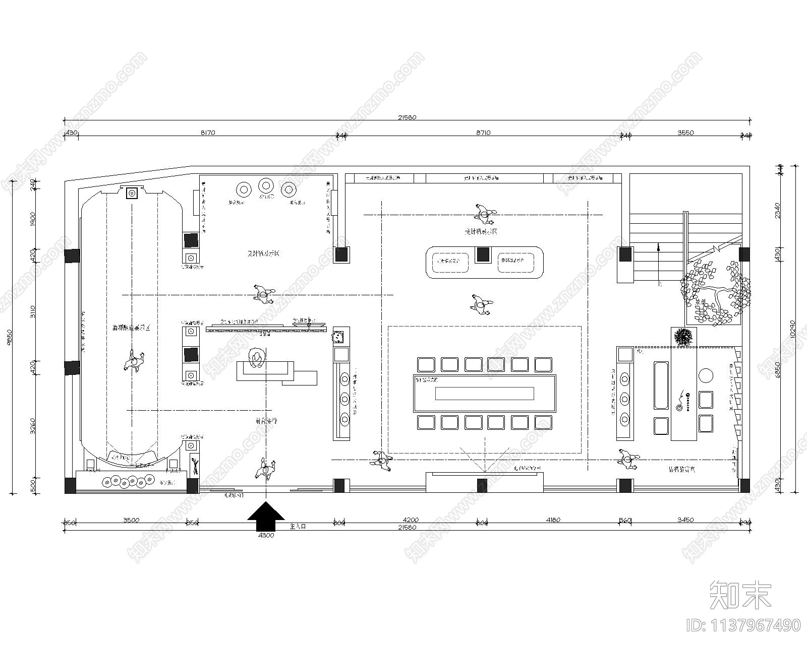 酒展厅平面图施工图下载【ID:1137967490】