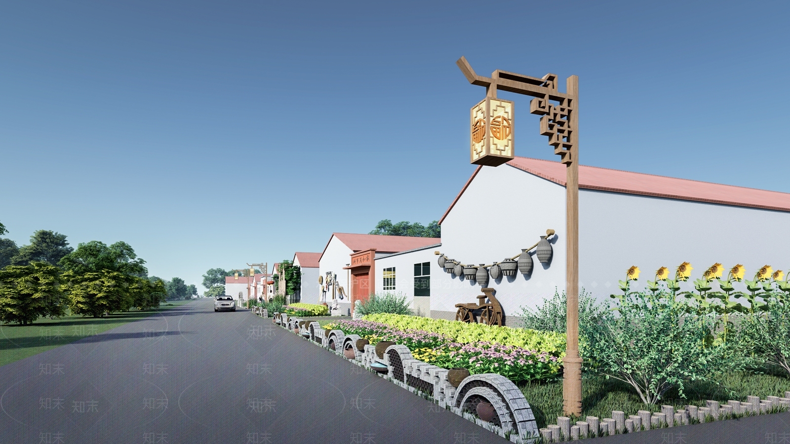 现代美丽乡村SU模型下载【ID:1137970992】