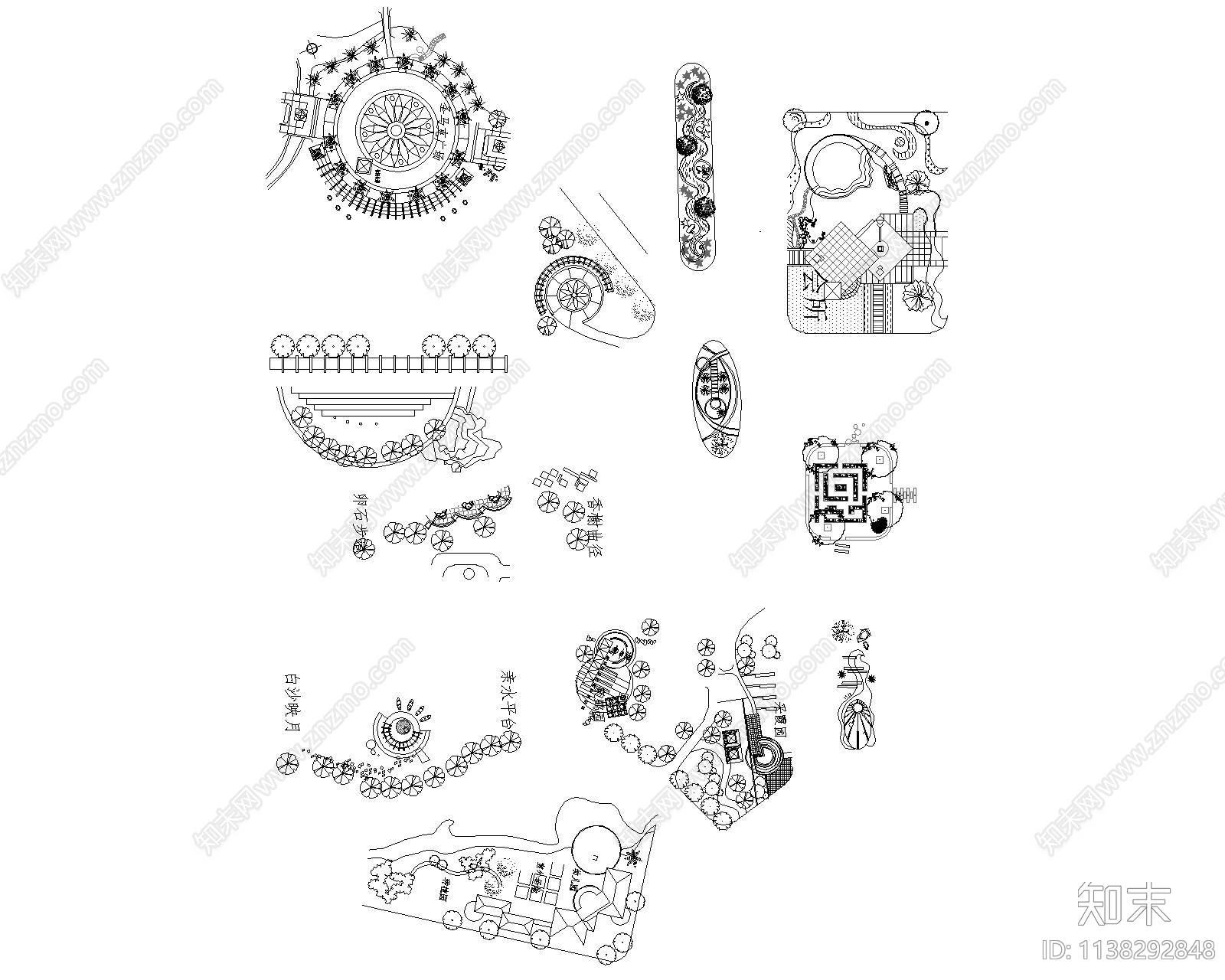 大门入口景观图集cad施工图下载【ID:1138292848】