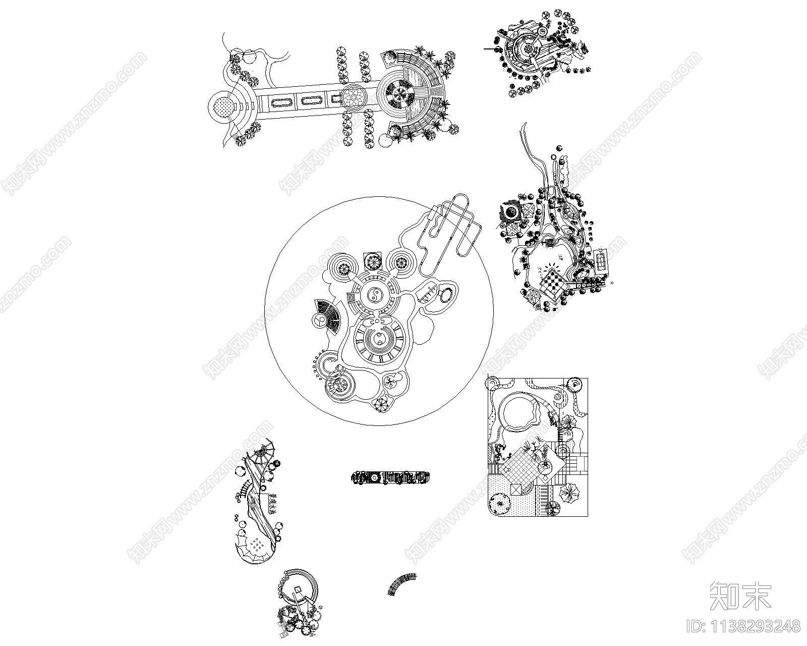 小区入口公园景观cad施工图下载【ID:1138293248】