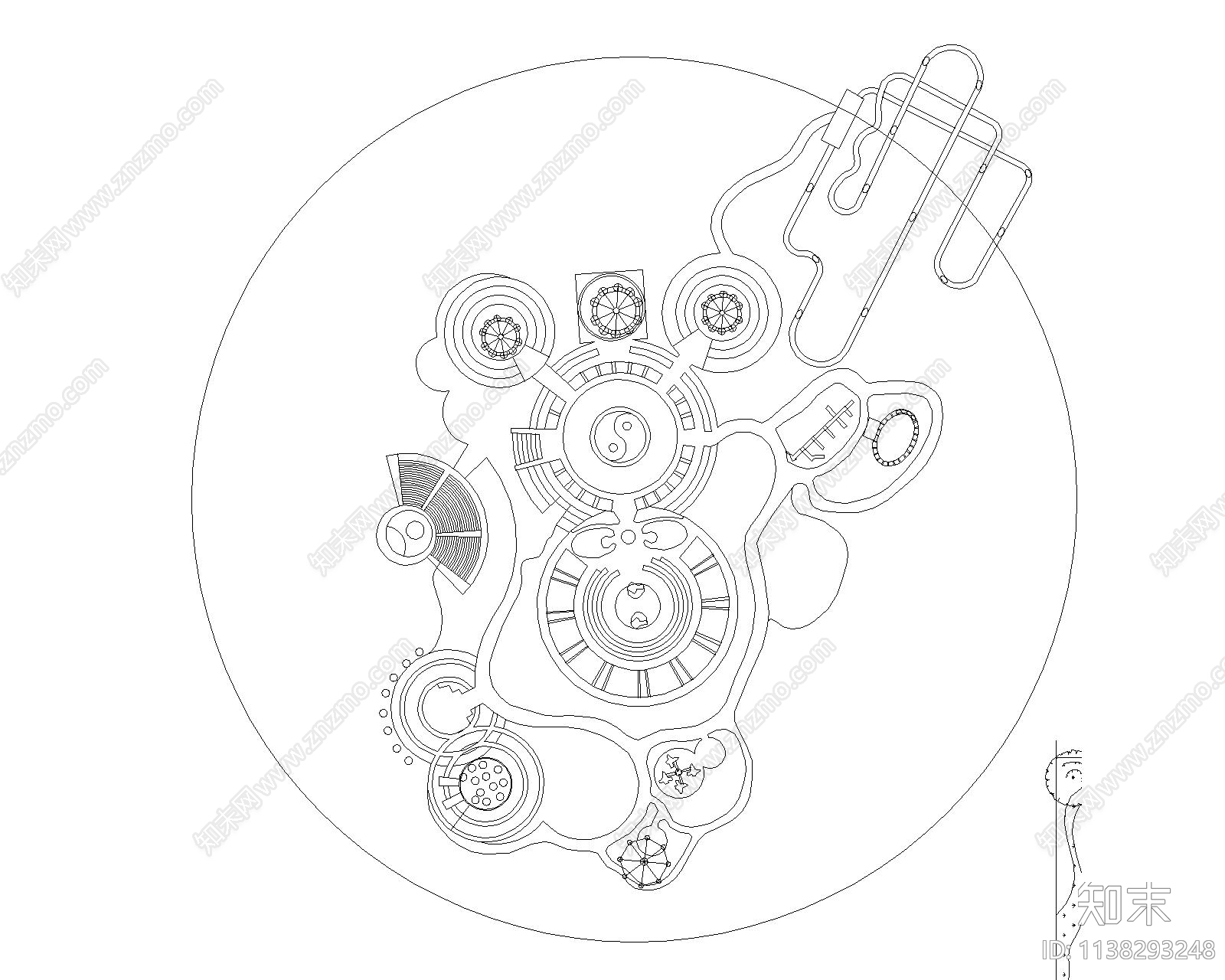 小区入口公园景观cad施工图下载【ID:1138293248】