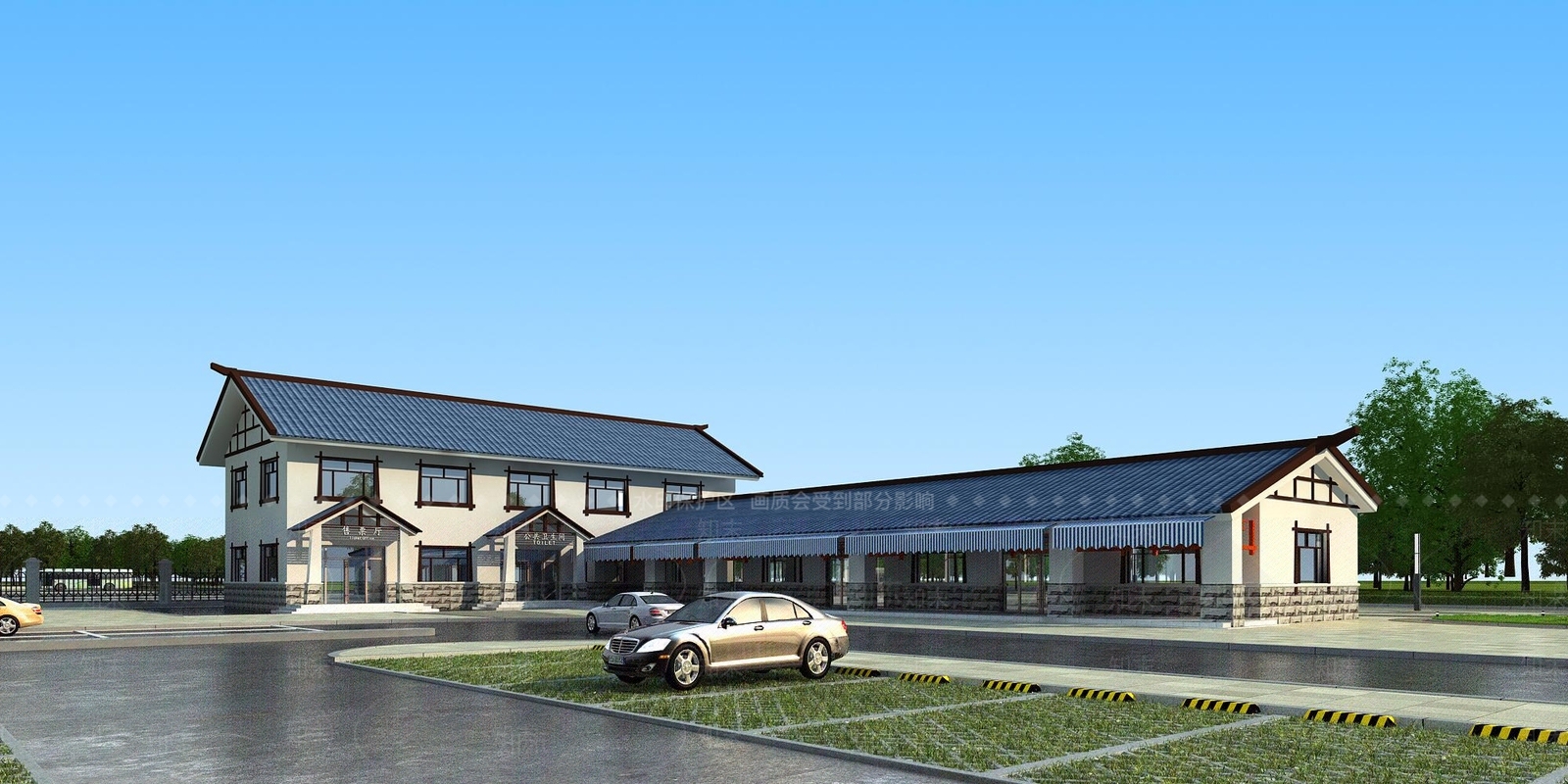 新中式客运收费站3D模型下载【ID:1137973798】