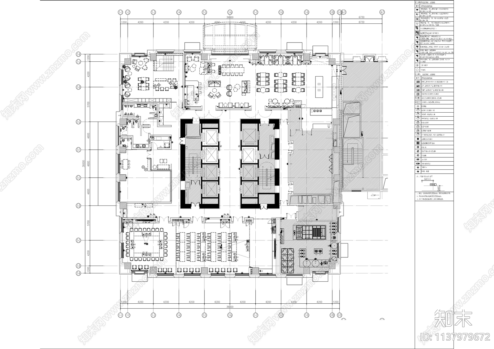 酒店全日制餐厅及多功能会议室cad施工图下载【ID:1137979672】