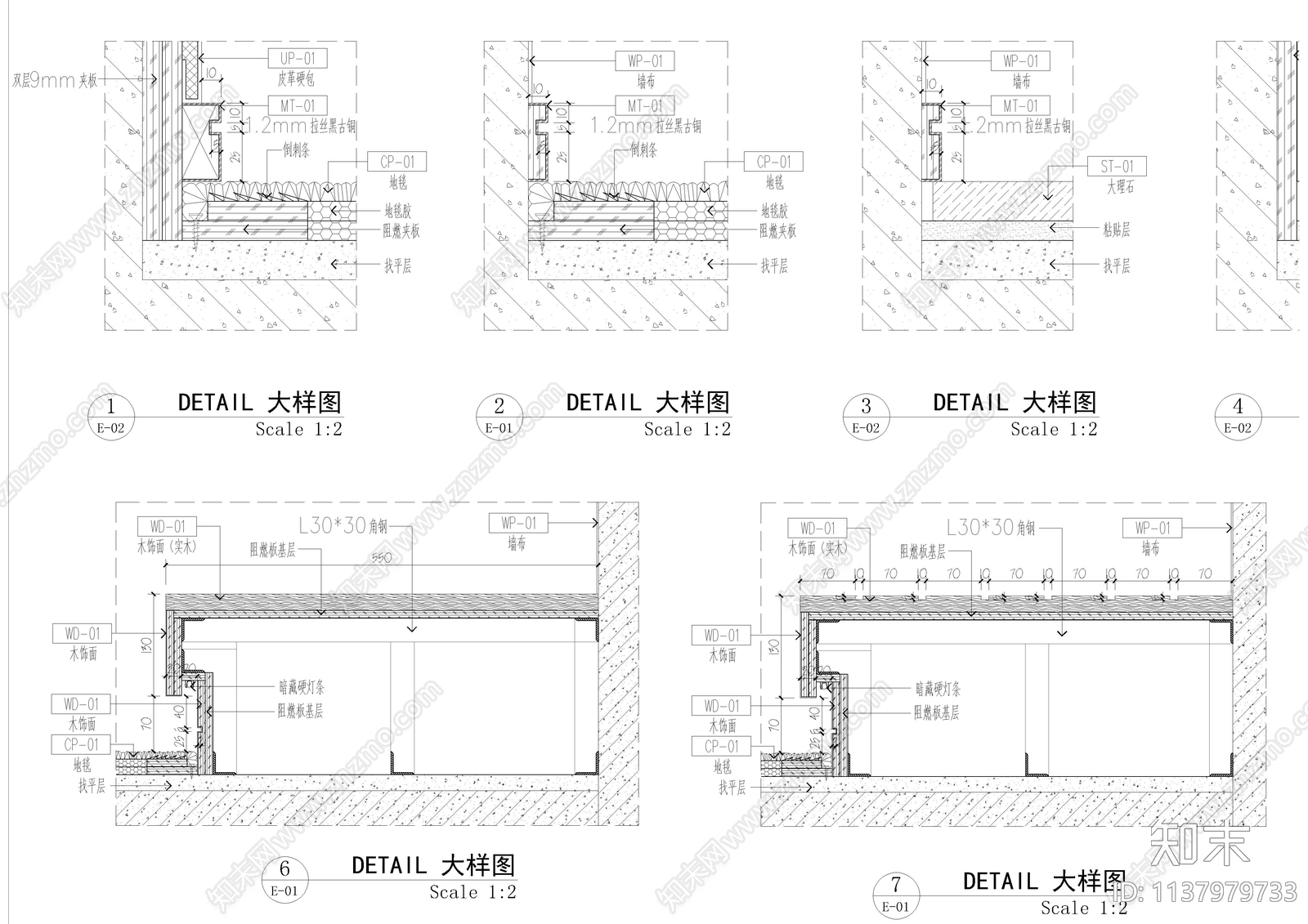 酒店客房双人房cad施工图下载【ID:1137979733】