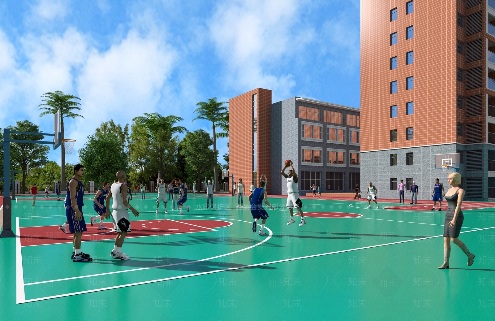 现代学校外观3D模型下载【ID:1137981115】