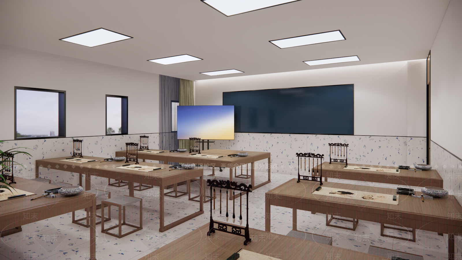 现代学校教室SU模型下载【ID:1137981220】