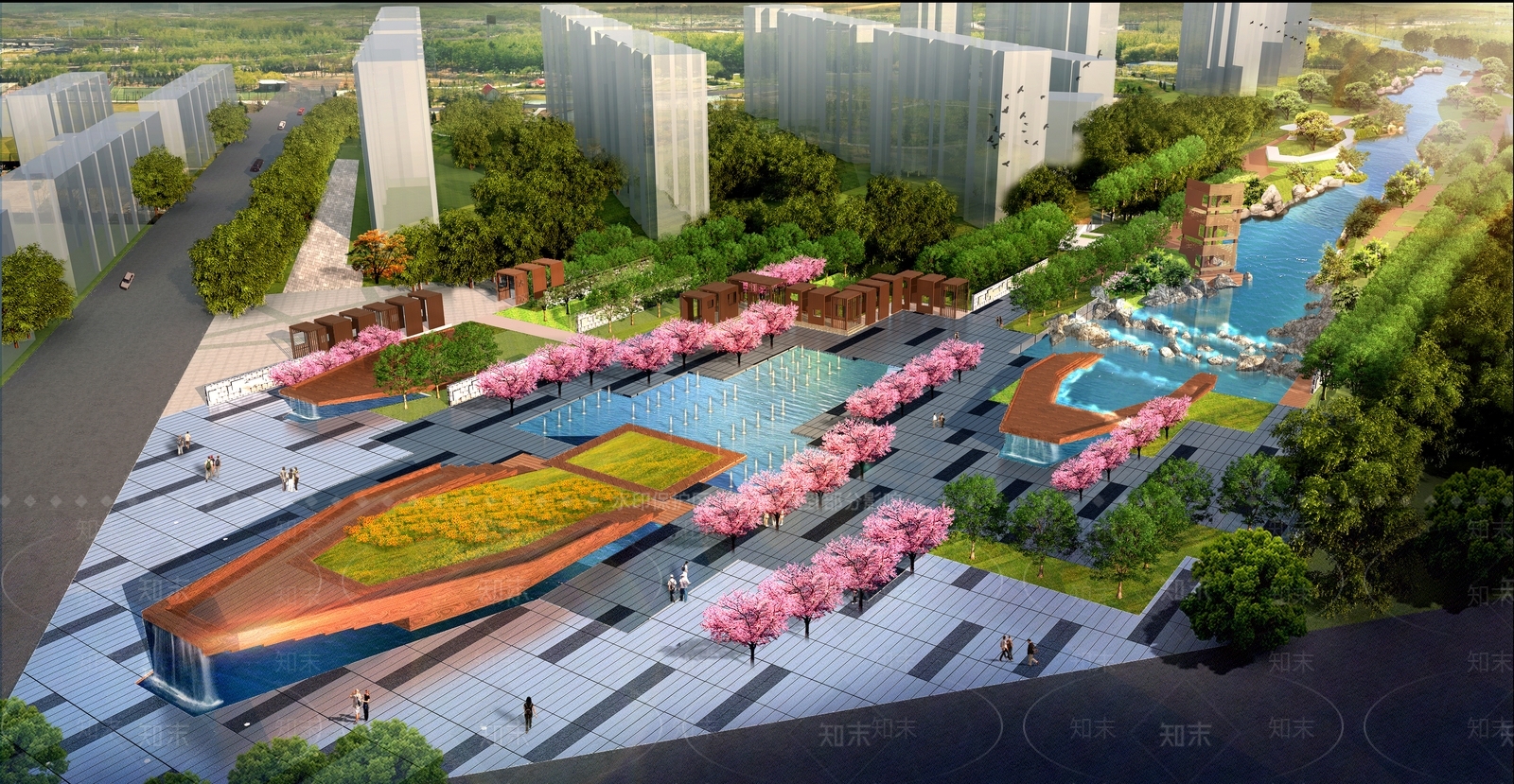 现代河道船头广场景观3D模型下载【ID:1137981707】