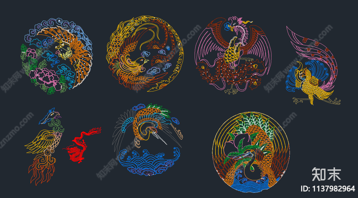 瑞兽神兽拼花施工图下载【ID:1137982964】