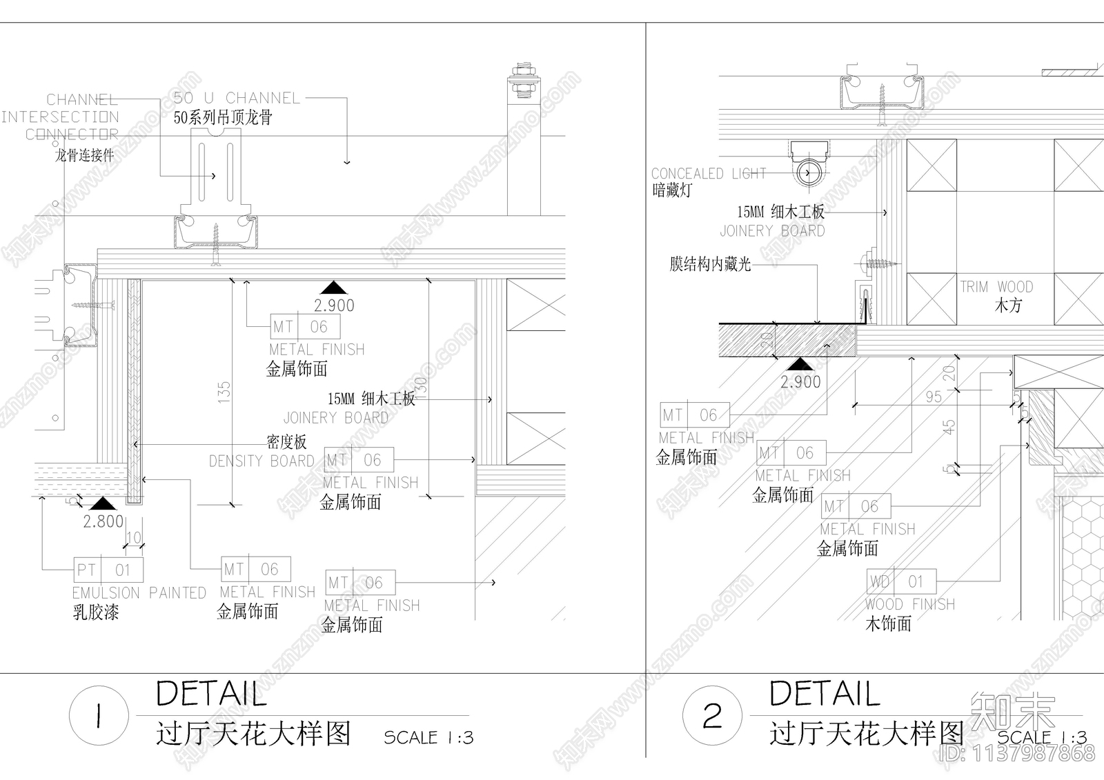 酒店过厅走道cad施工图下载【ID:1137987868】