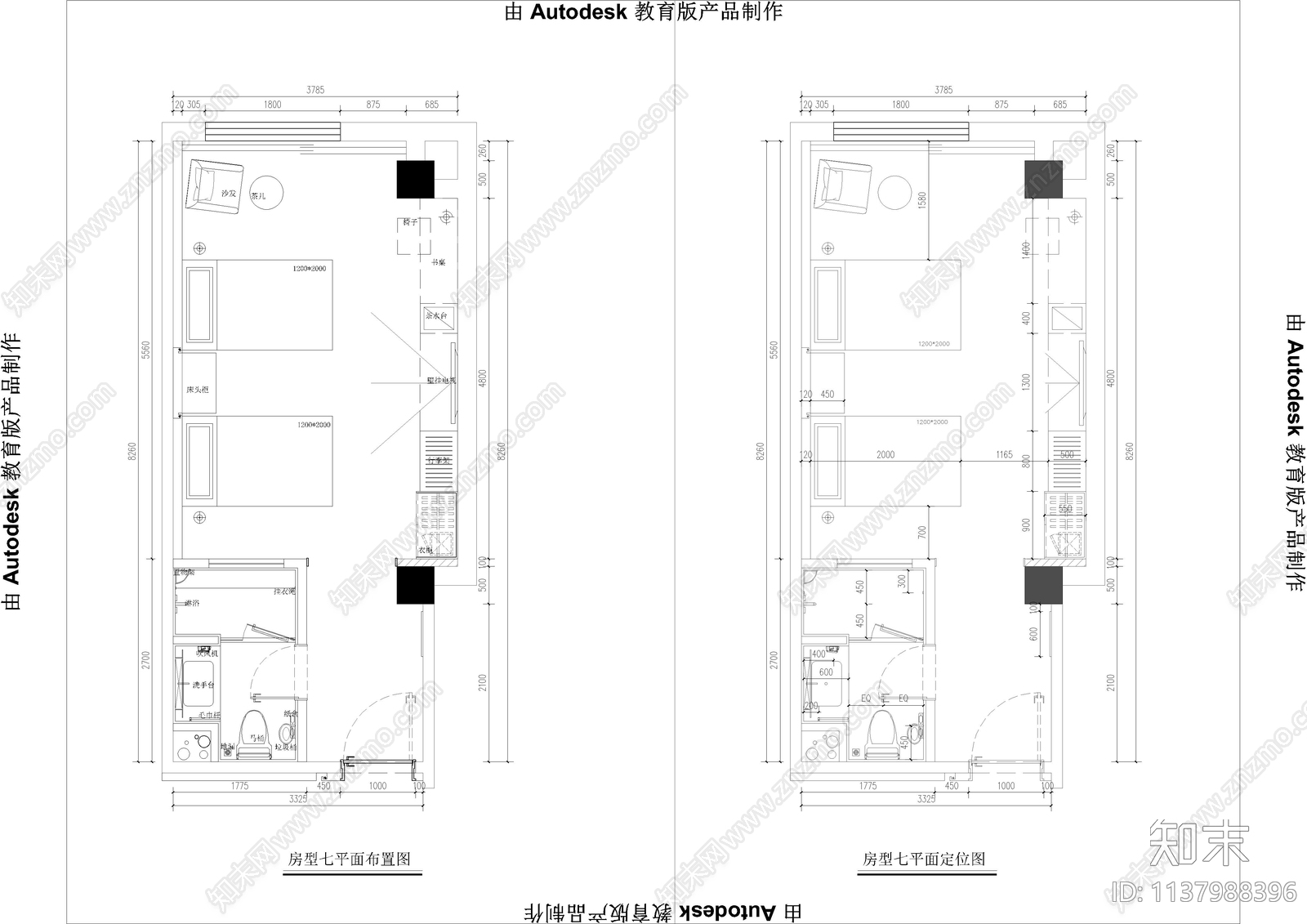 快捷酒店客房施工图下载【ID:1137988396】