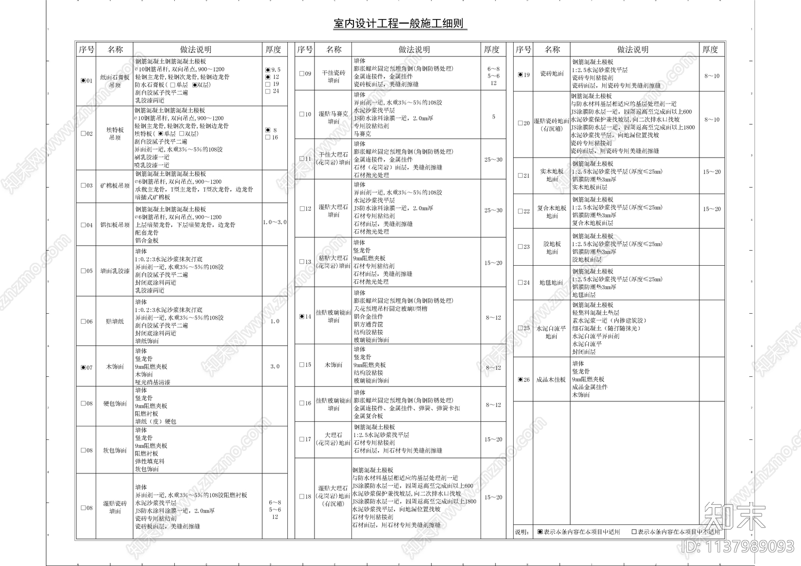 工装图例材料专用cad施工图下载【ID:1137989093】