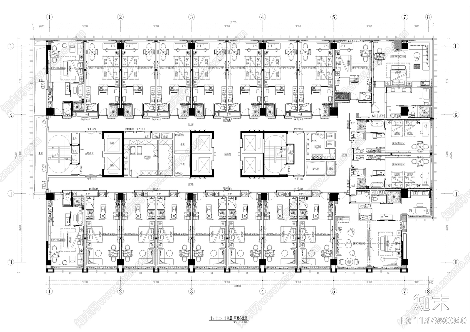 酒店客房总平图施工图下载【ID:1137990040】