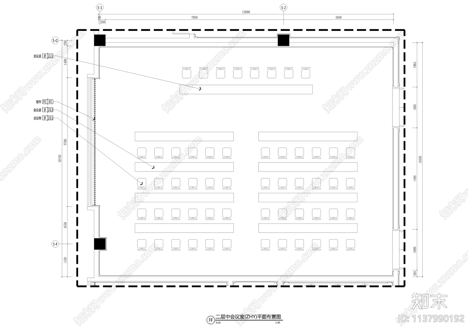 130平中会议室报告厅cad施工图下载【ID:1137990192】