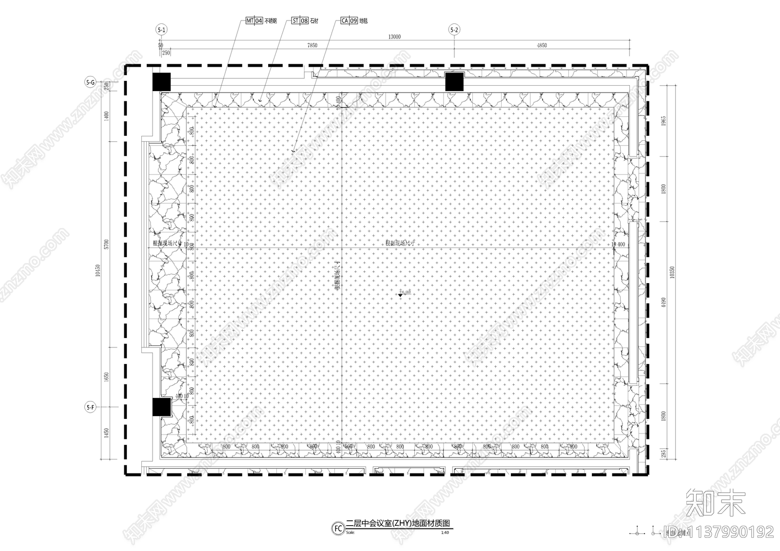 130平中会议室报告厅cad施工图下载【ID:1137990192】
