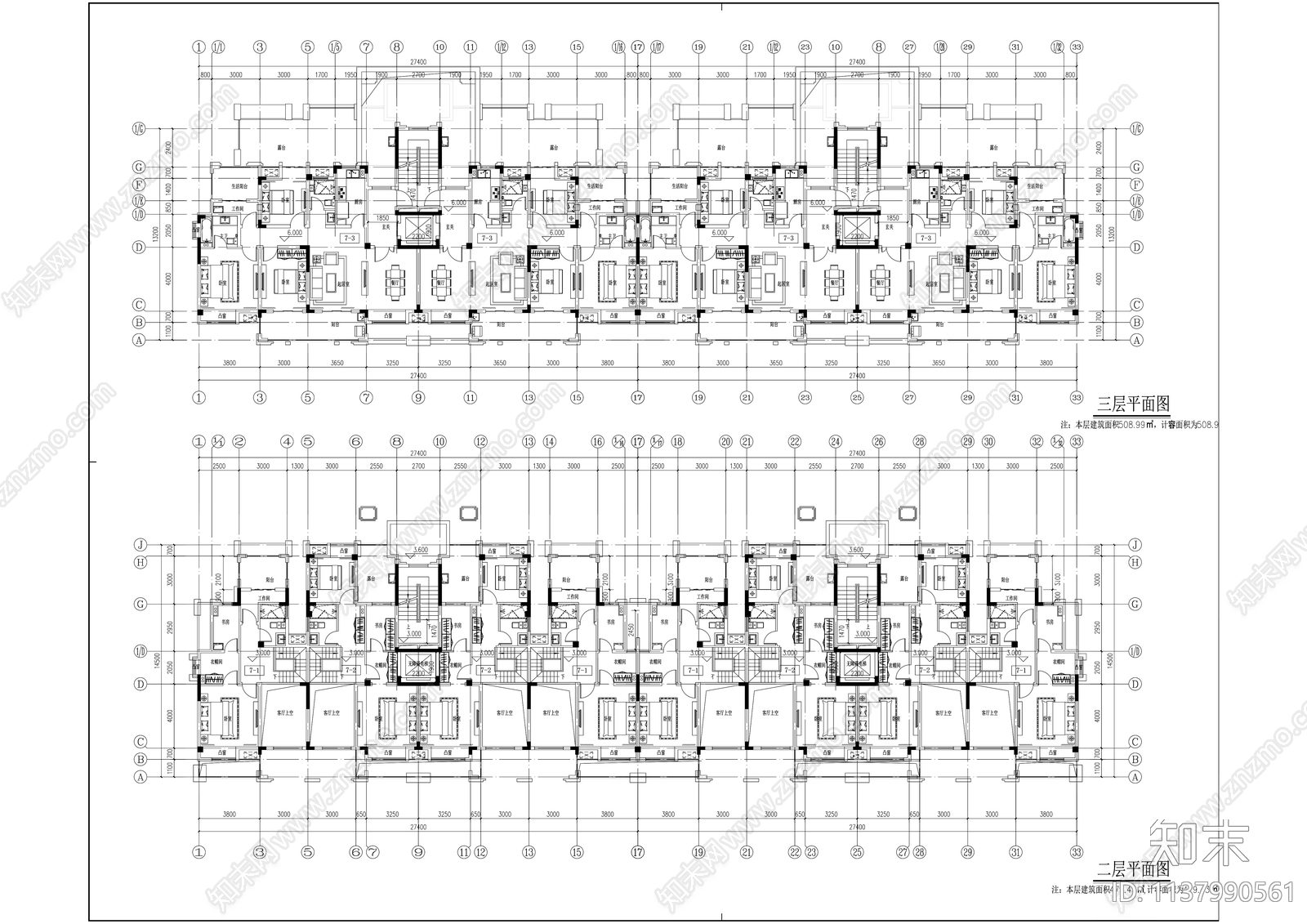 现代多层住宅建筑效果图cad施工图下载【ID:1137990561】