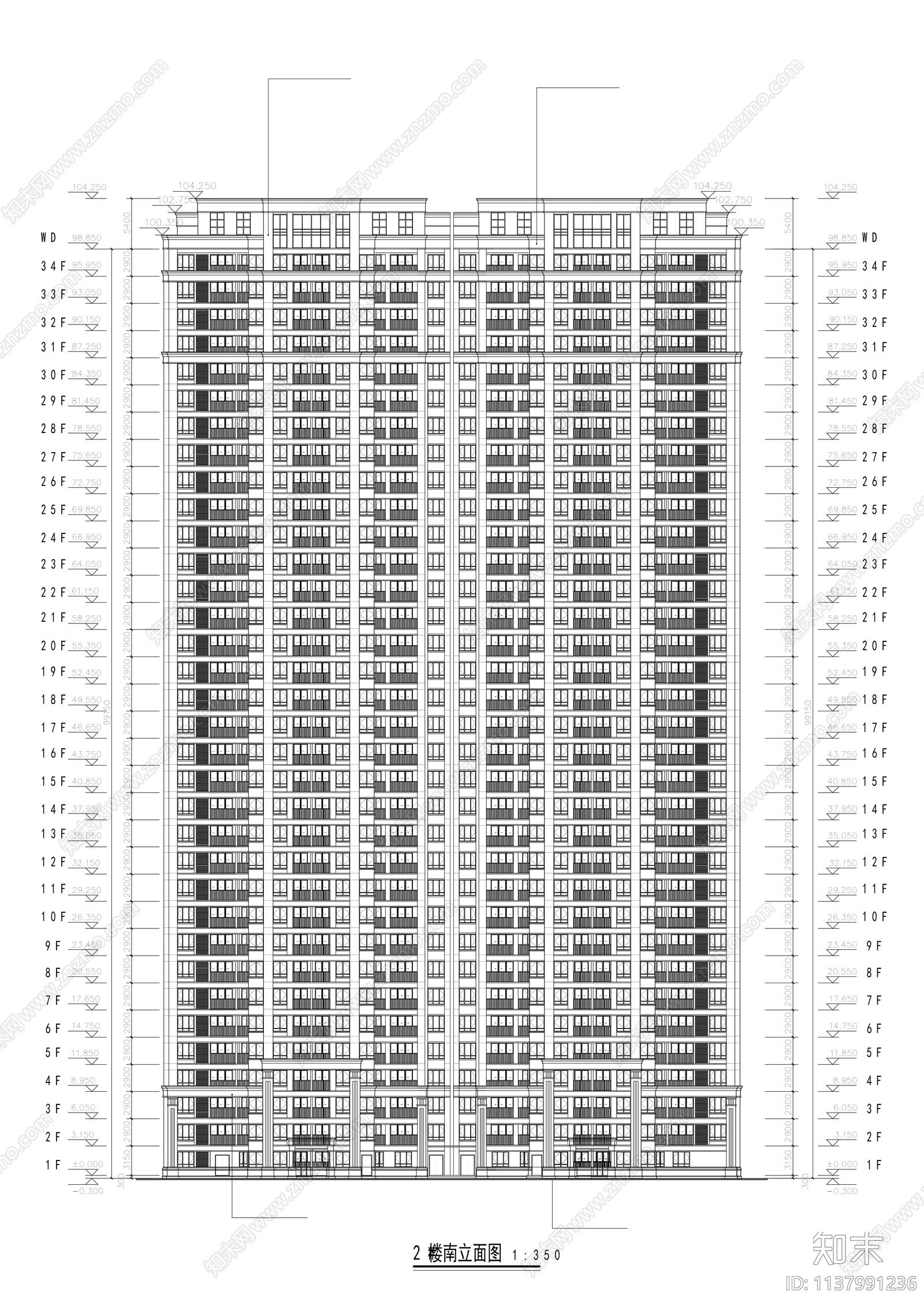 现代住宅小区高层建筑效果图cad施工图下载【ID:1137991236】