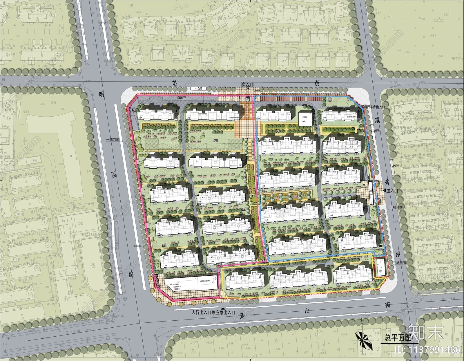 现代住宅小区总平面图施工图下载【ID:1137991466】