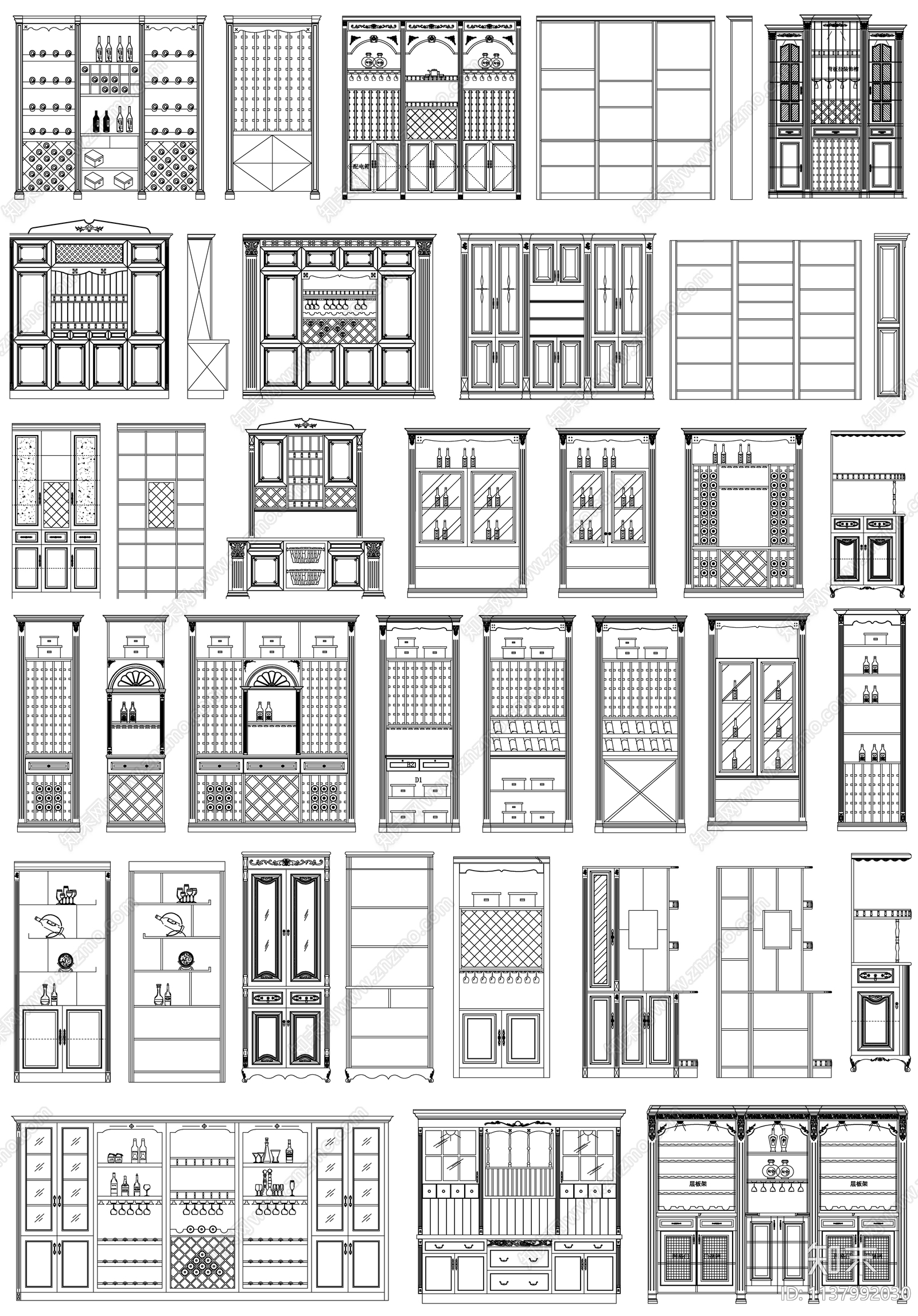 酒窖酒柜cad施工图下载【ID:1137992030】