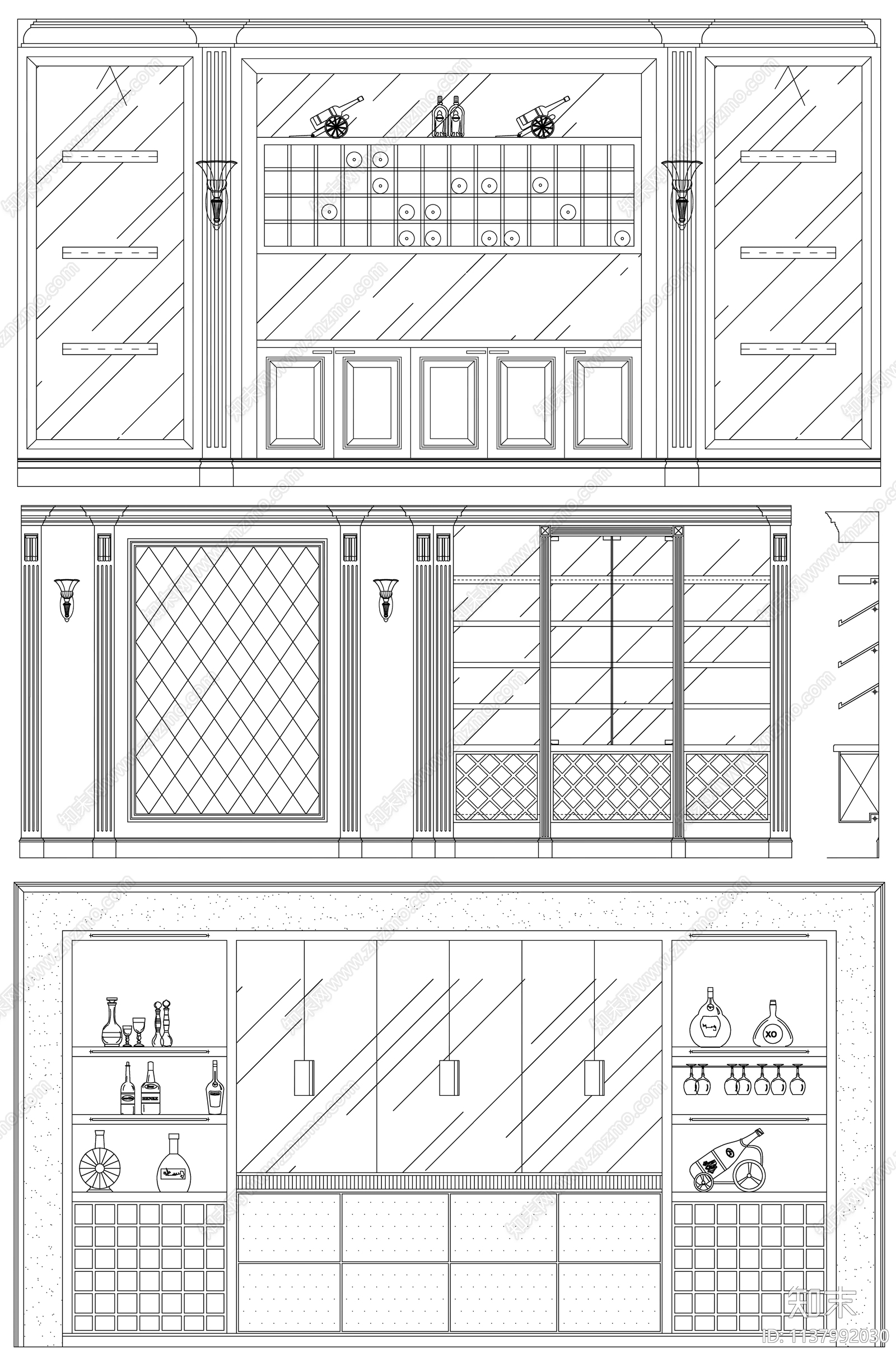 酒窖酒柜cad施工图下载【ID:1137992030】