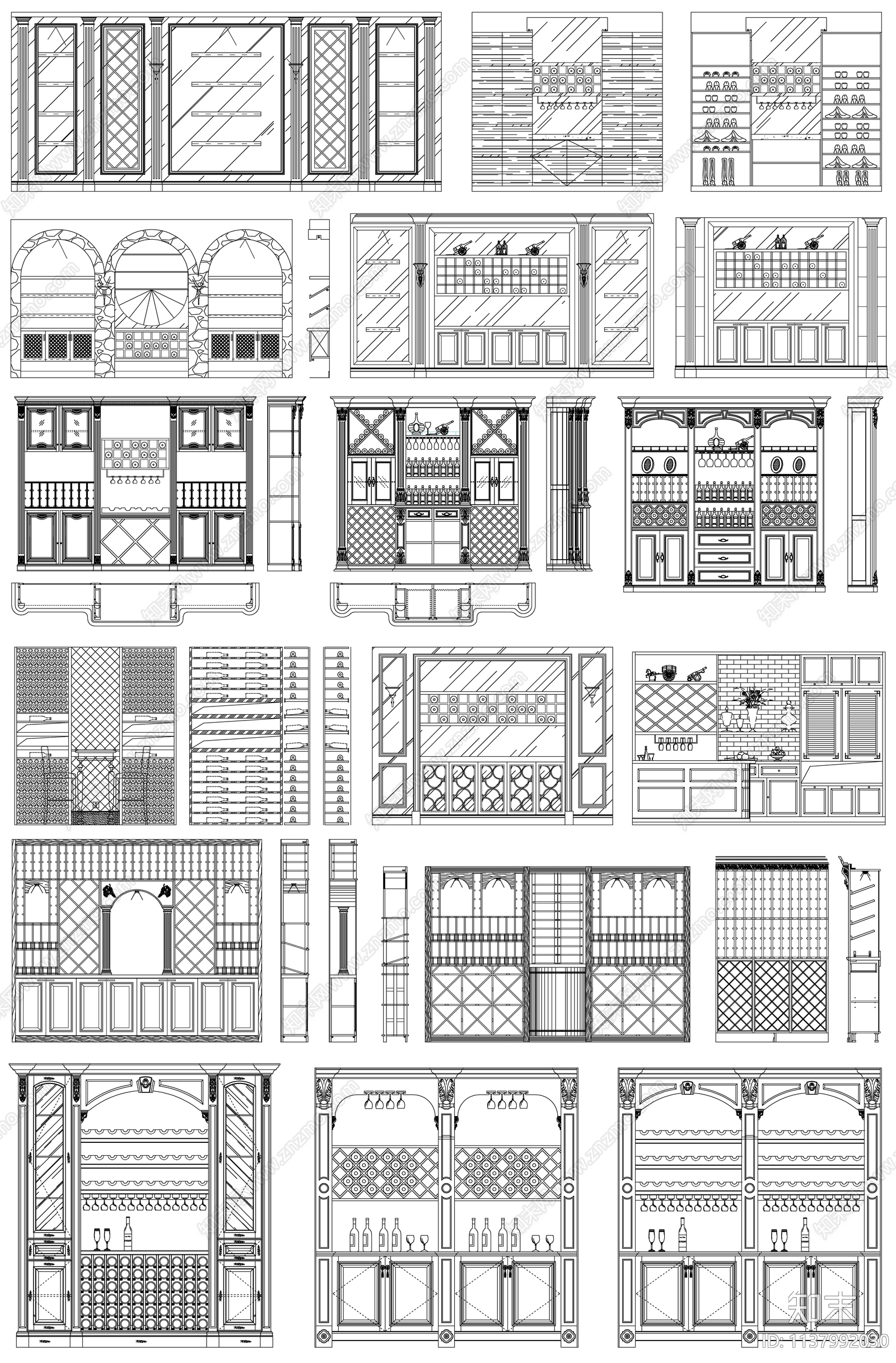 酒窖酒柜cad施工图下载【ID:1137992030】