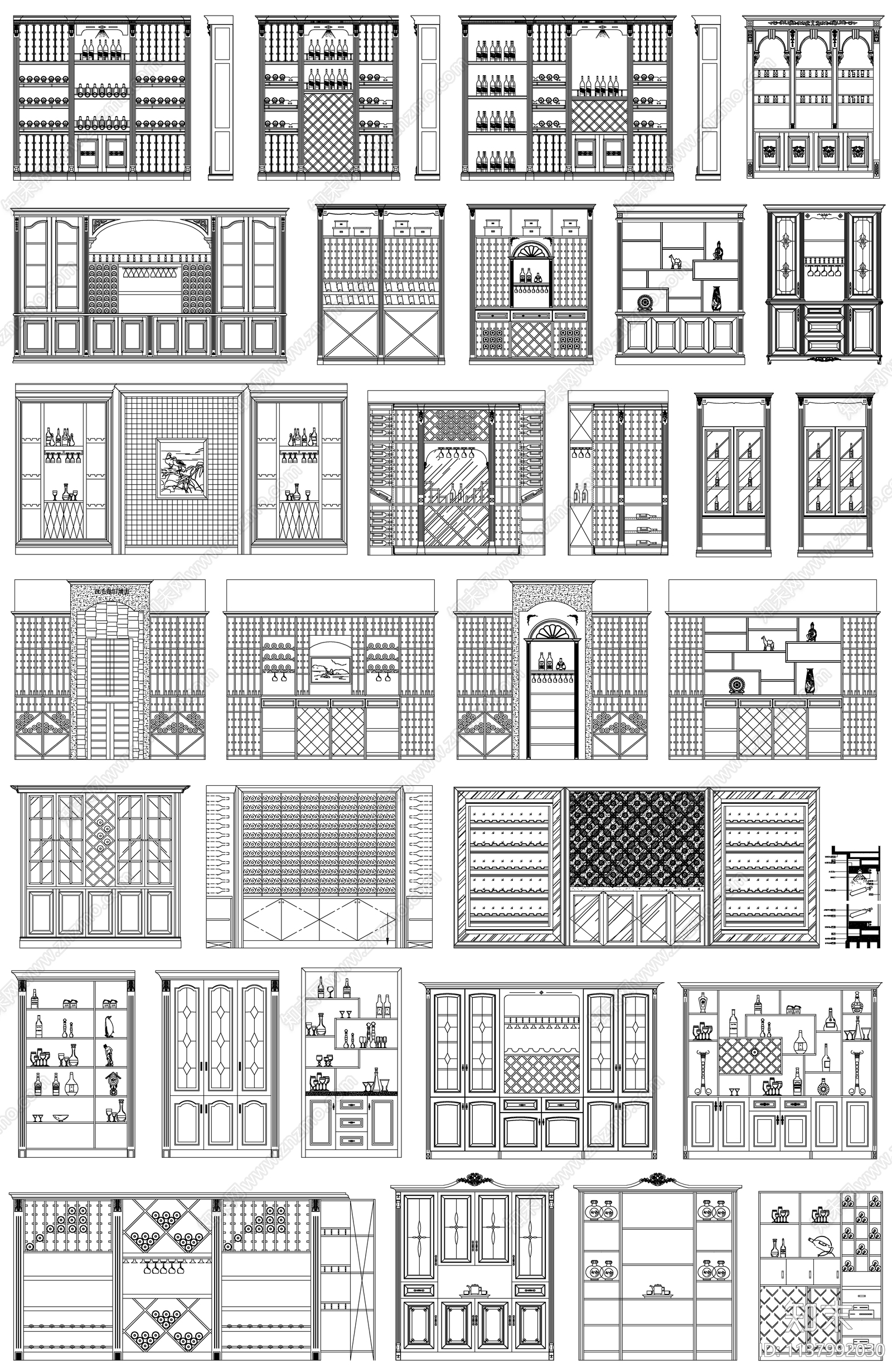 酒窖酒柜cad施工图下载【ID:1137992030】