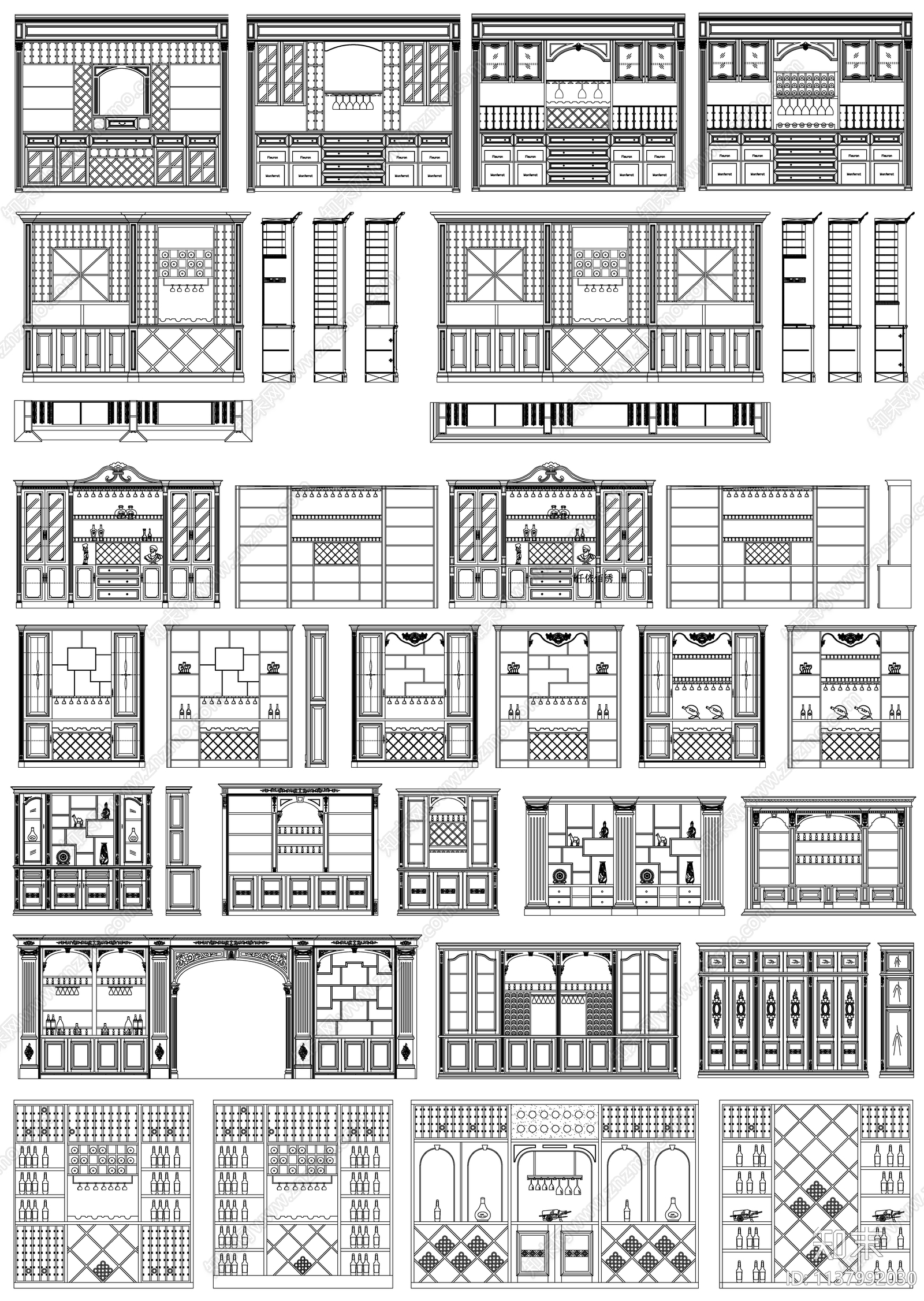 酒窖酒柜cad施工图下载【ID:1137992030】