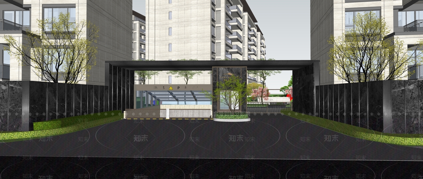 现代地下停车场入口SU模型下载【ID:1137992699】