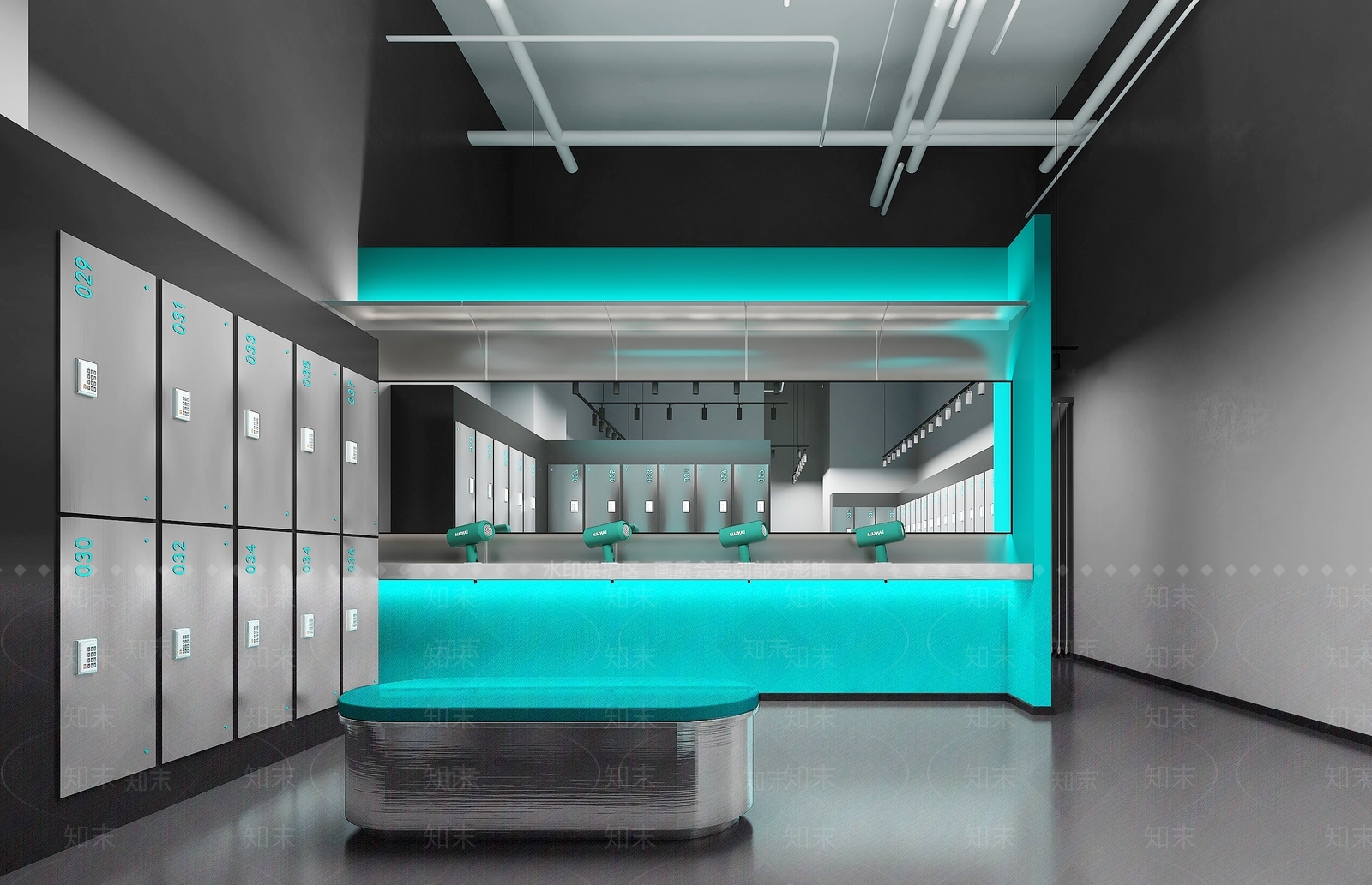 现代健身房更衣室3D模型下载【ID:1137994629】