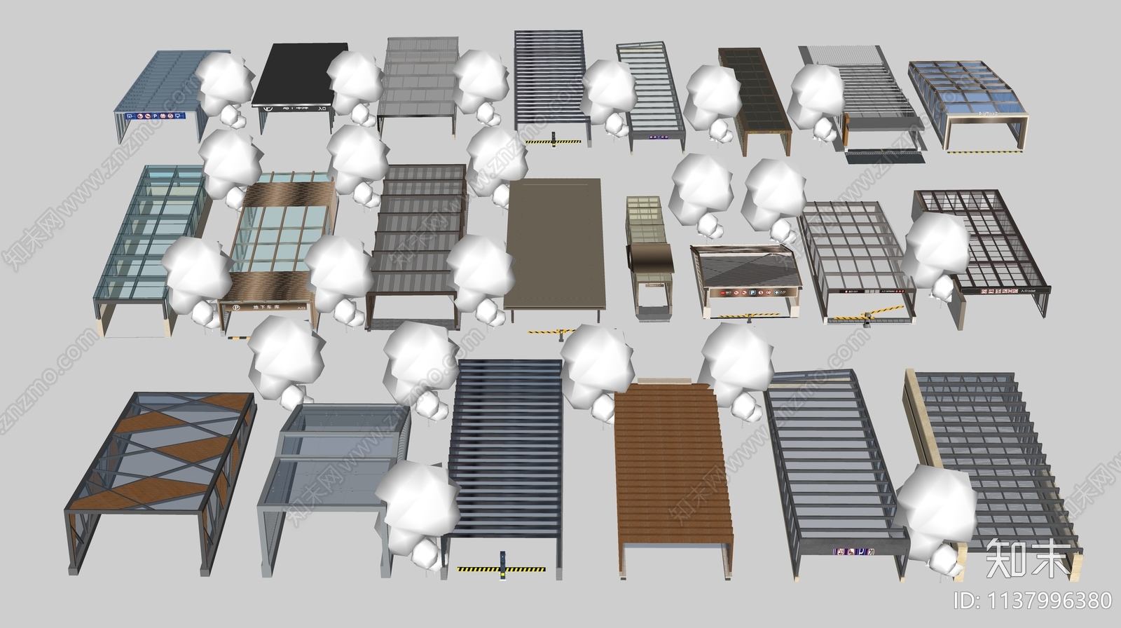 现代地下停车场出入口SU模型下载【ID:1137996380】