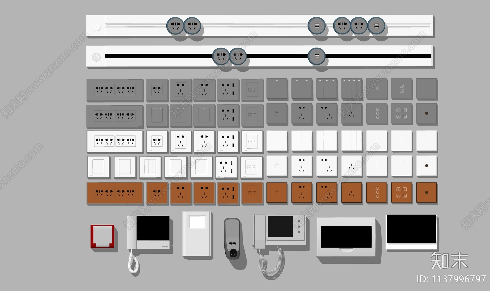 现代开关插座组合SU模型下载【ID:1137996797】