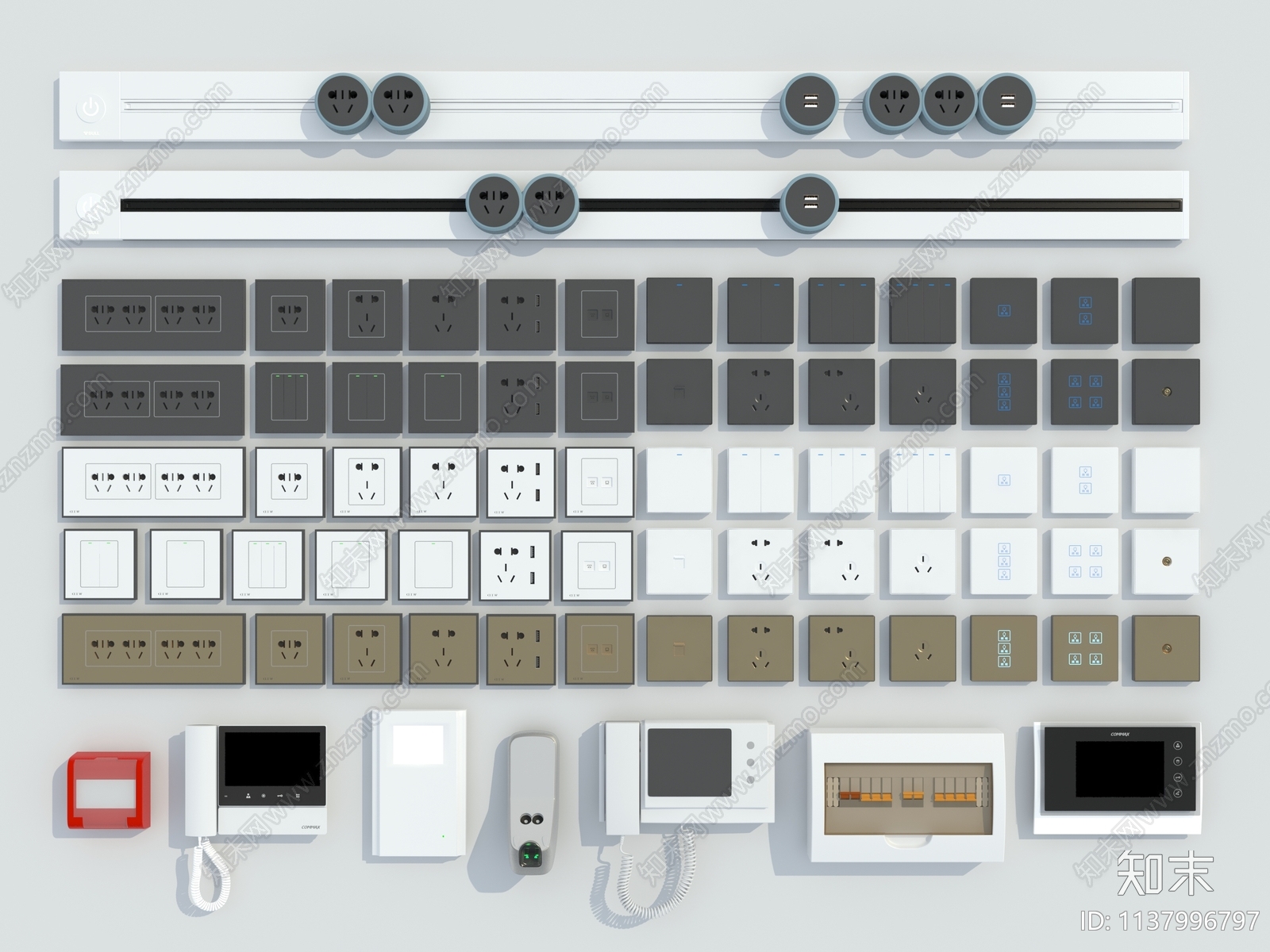 现代开关插座组合SU模型下载【ID:1137996797】